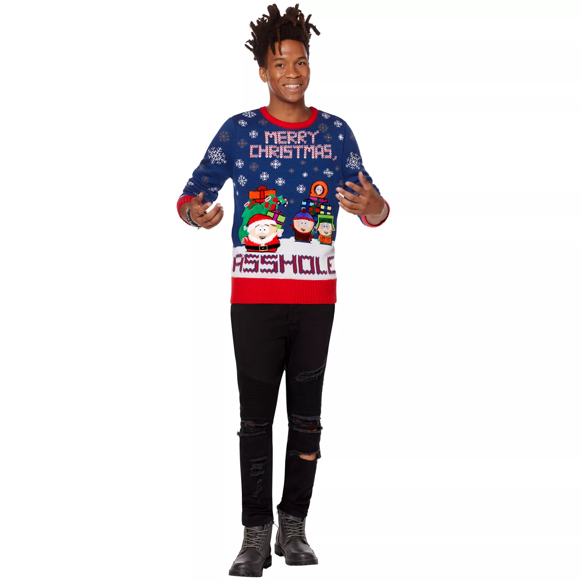 Light-Up Merry Christmas Asshole Christmas Sweater - South Park