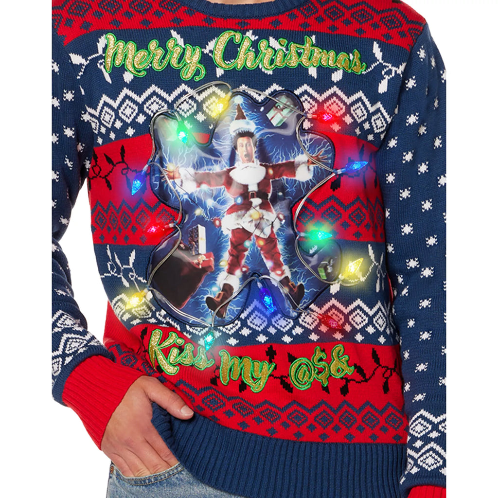 Light-Up Clark Griswold Kiss My Ass Christmas Sweater - National Lampoon's Christmas Vacation