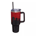 Blood Drip Rhinestone Travel Tumbler with Straw - 40 oz.