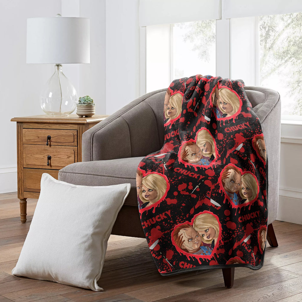 Chucky and Tiffany Love & Death Reversible Fleece Blanket - Bride of Chucky