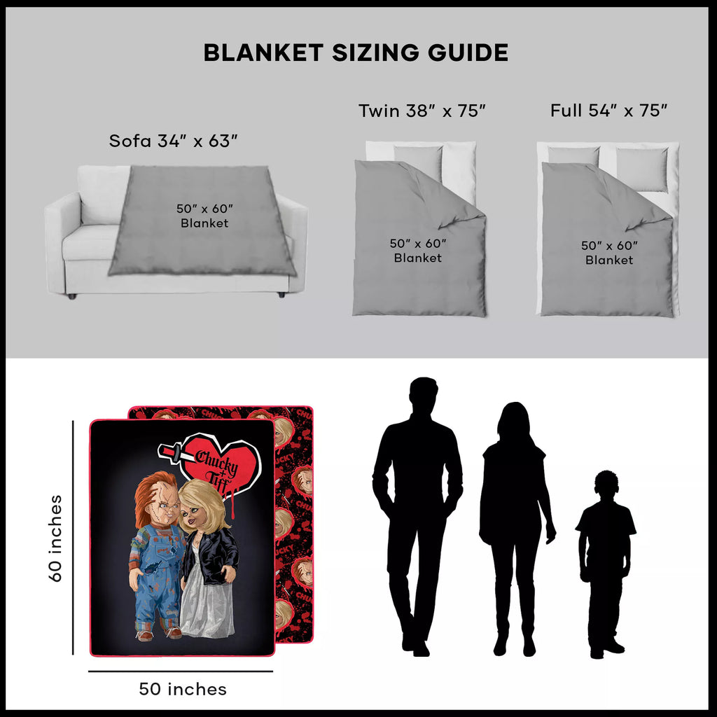 Chucky and Tiffany Love & Death Reversible Fleece Blanket - Bride of Chucky