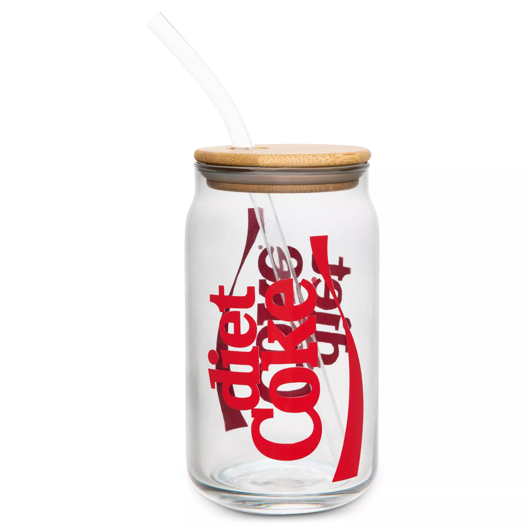 Diet Coke Glass Cup with Straw