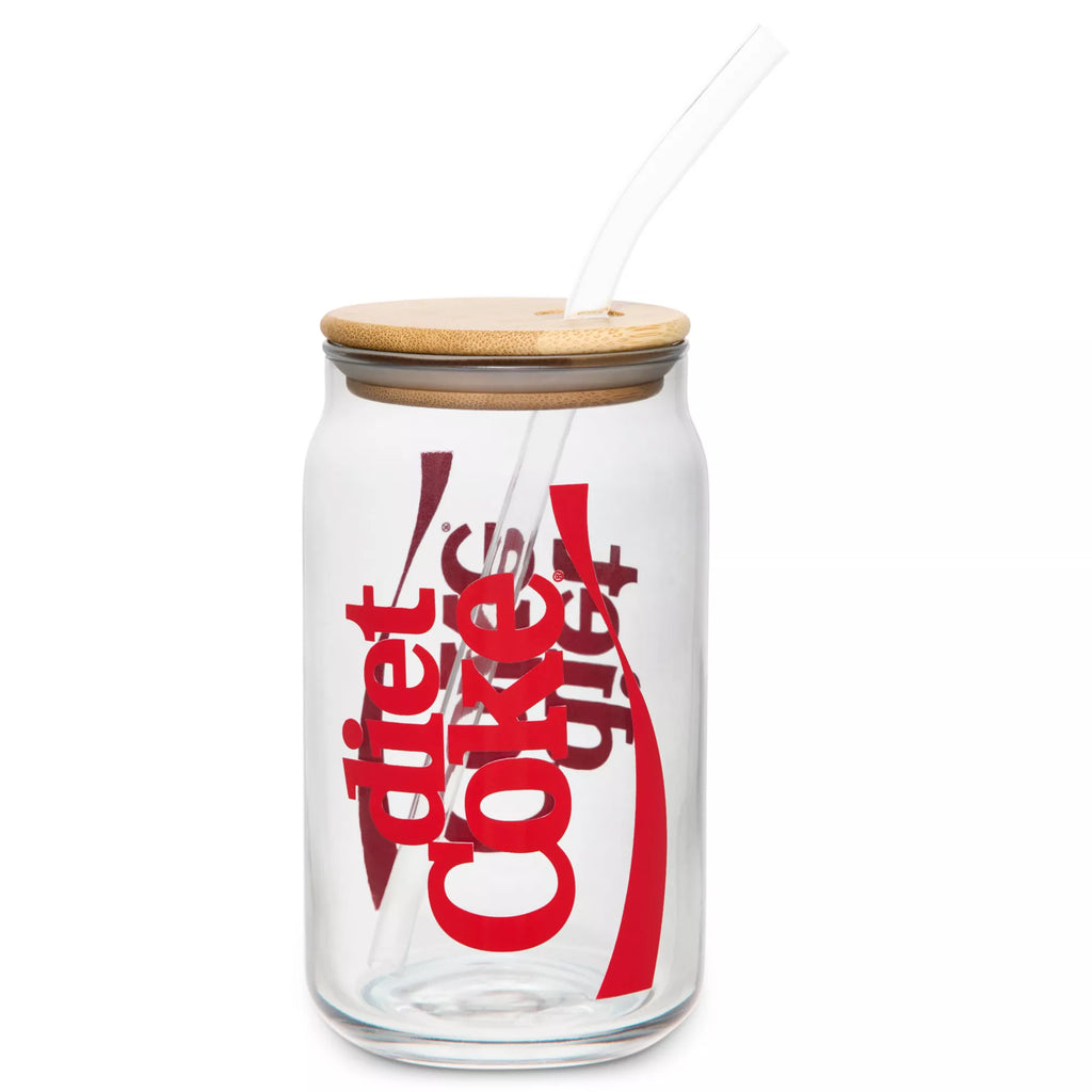 Diet Coke Glass Cup with Straw