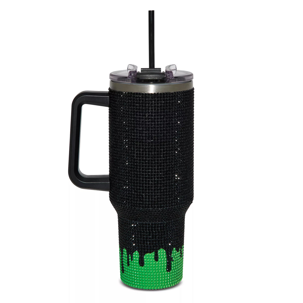 Ghost Face Killin' It Green Rhinestone Travel Tumbler with Straw - 40 oz.