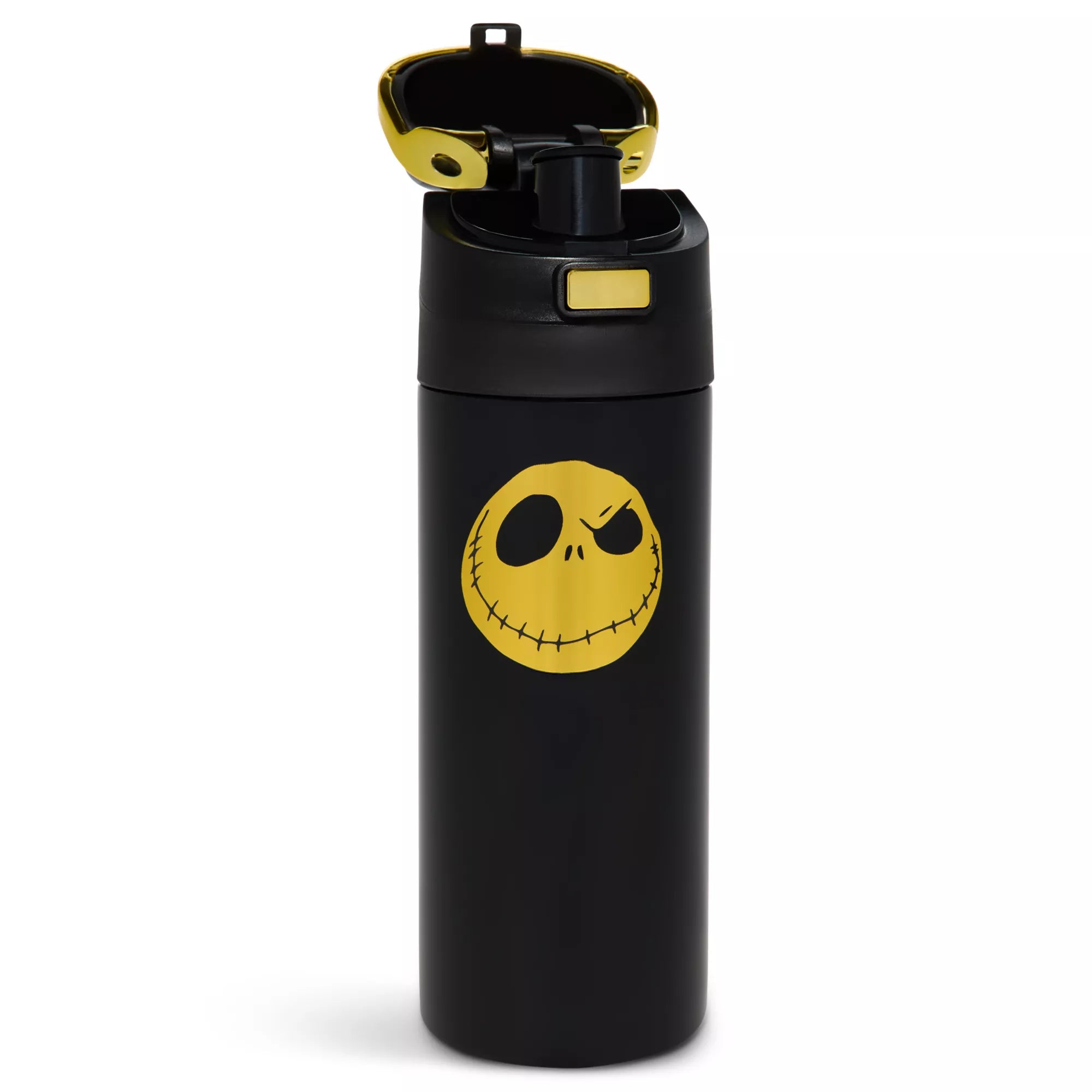 Jack Skellington Black and Yellow Flip Top Water Bottle 24 oz. - The Nightmare Before Christmas