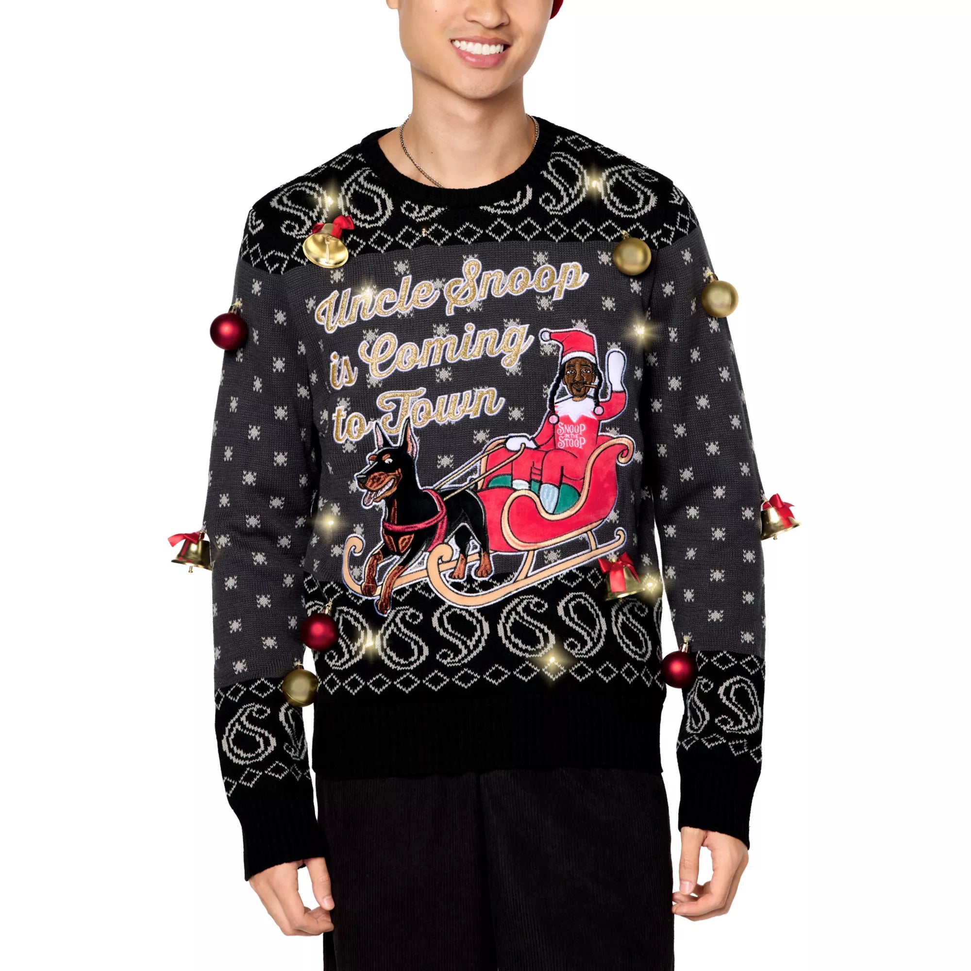Light-Up Uncle Snoop Is Coming to Town Christmas Sweater