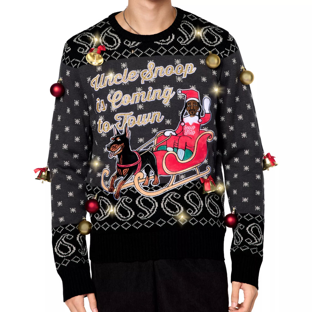 Light-Up Uncle Snoop Is Coming to Town Christmas Sweater