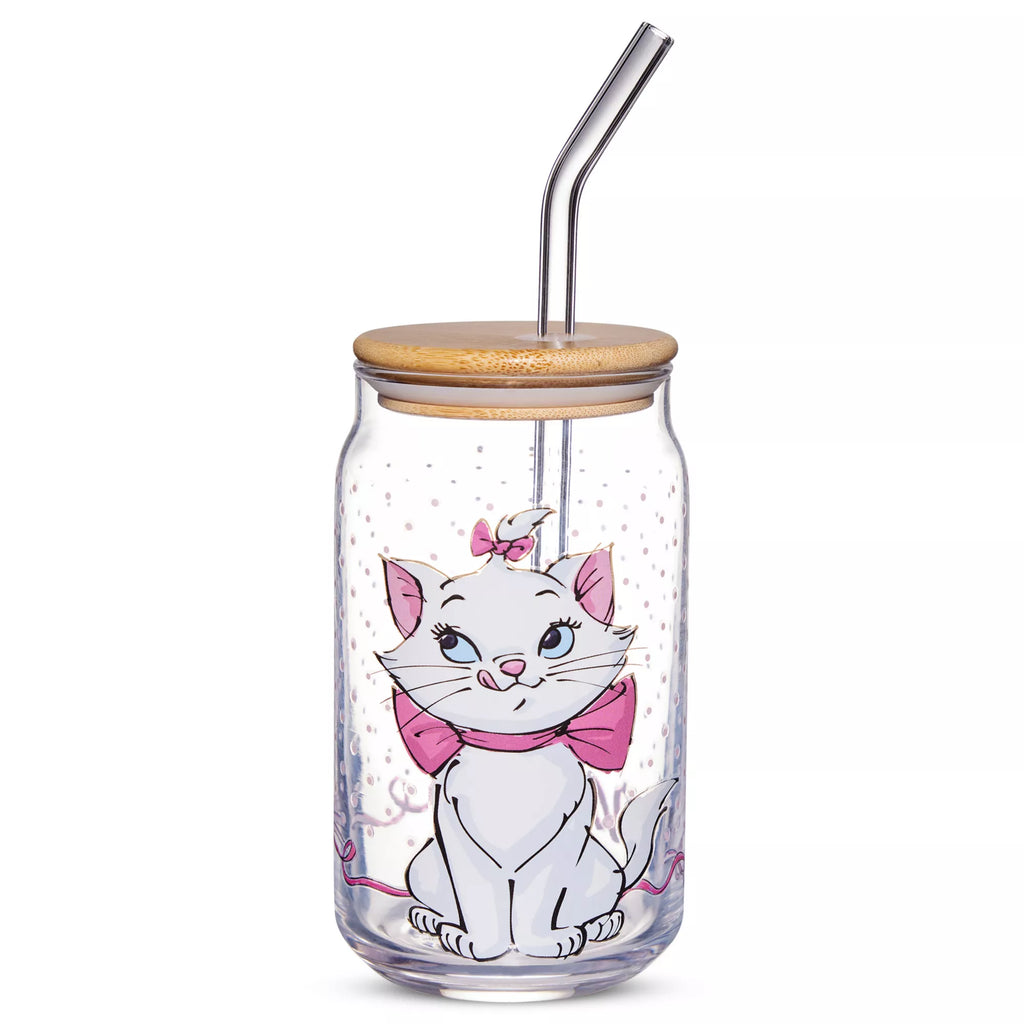 Marie Glass Cup with Straw 16 oz. - Aristocats