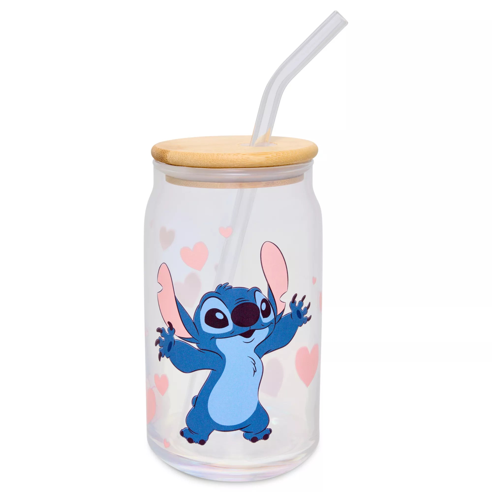 Stitch and Angel Glass Cup with Straw Set 16 oz. - Lilo & Stitch