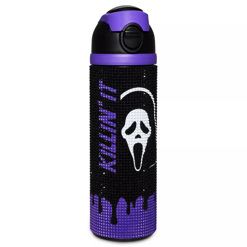 Ghost Face Rhinestone Drip Flip Top Water Bottle - 24 oz.