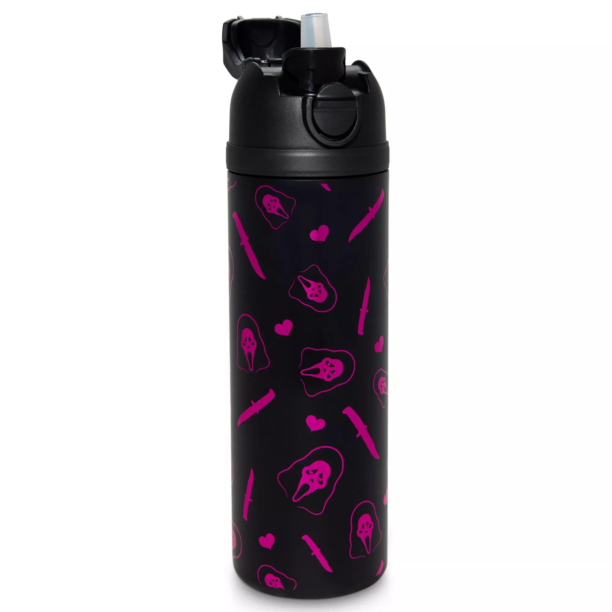 Ghost Face Heart Print Water Bottle - 24 oz.