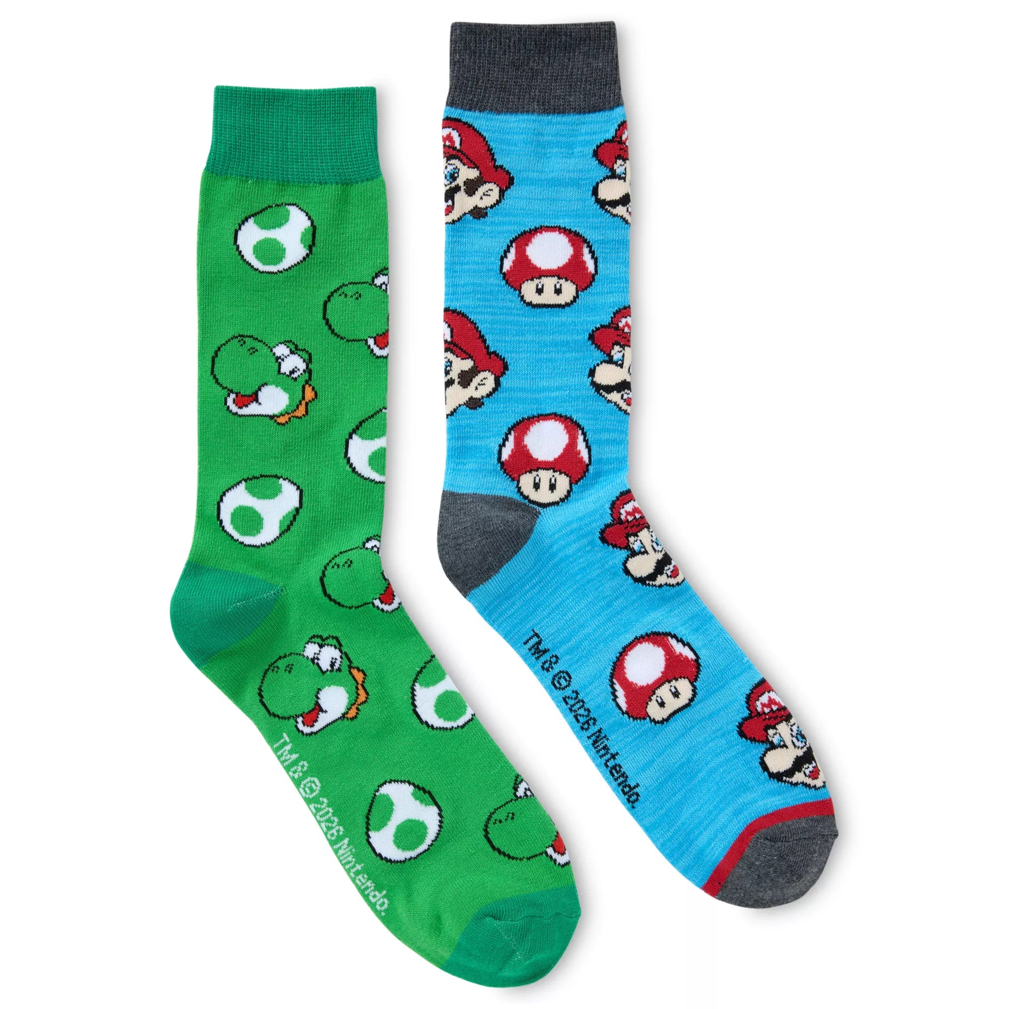 Mario & Yoshi Crew Socks 2 Pack - Nintendo