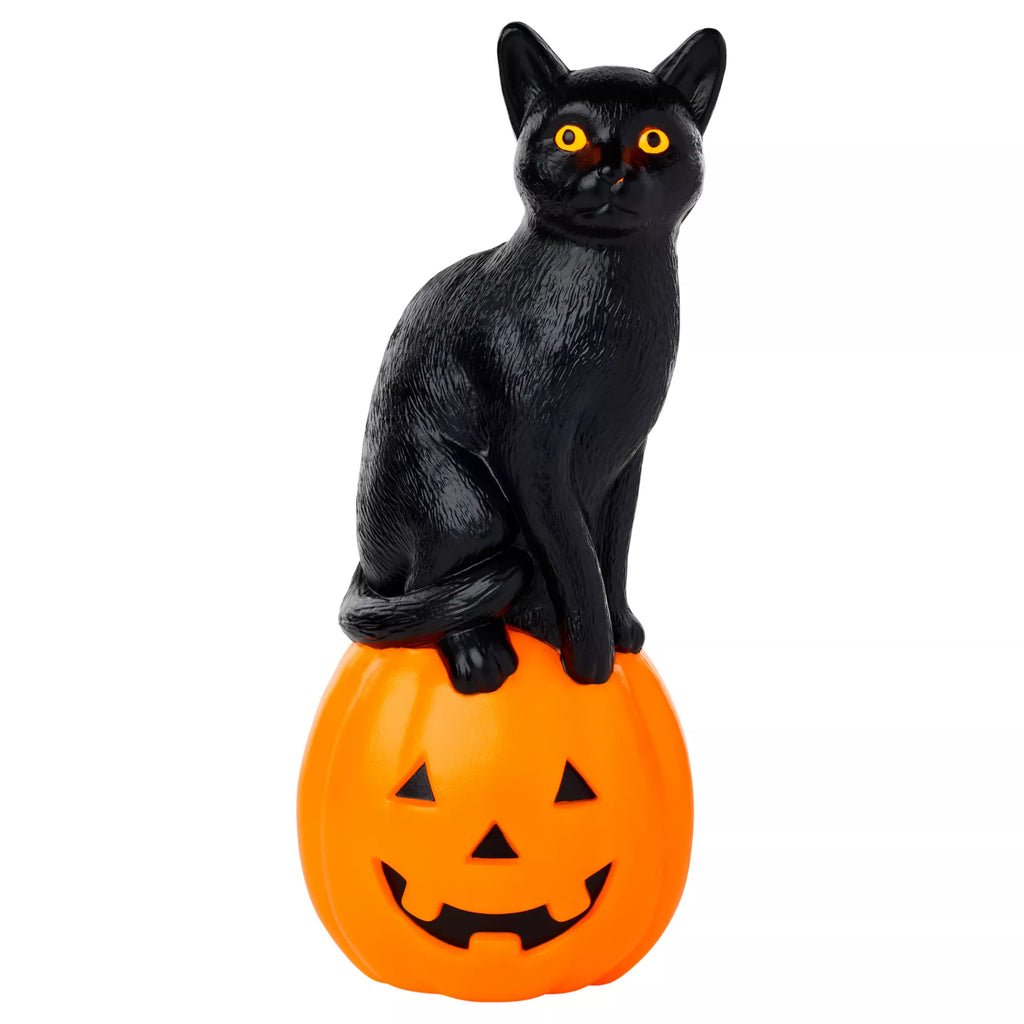 10.6" Light-Up Blow Mold Pumpkin Cat