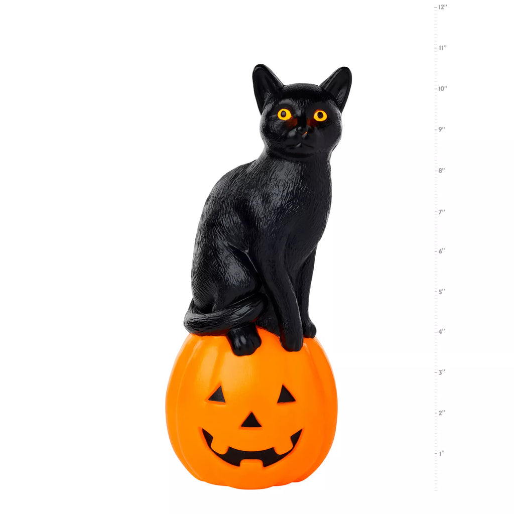 10.6" Light-Up Blow Mold Pumpkin Cat