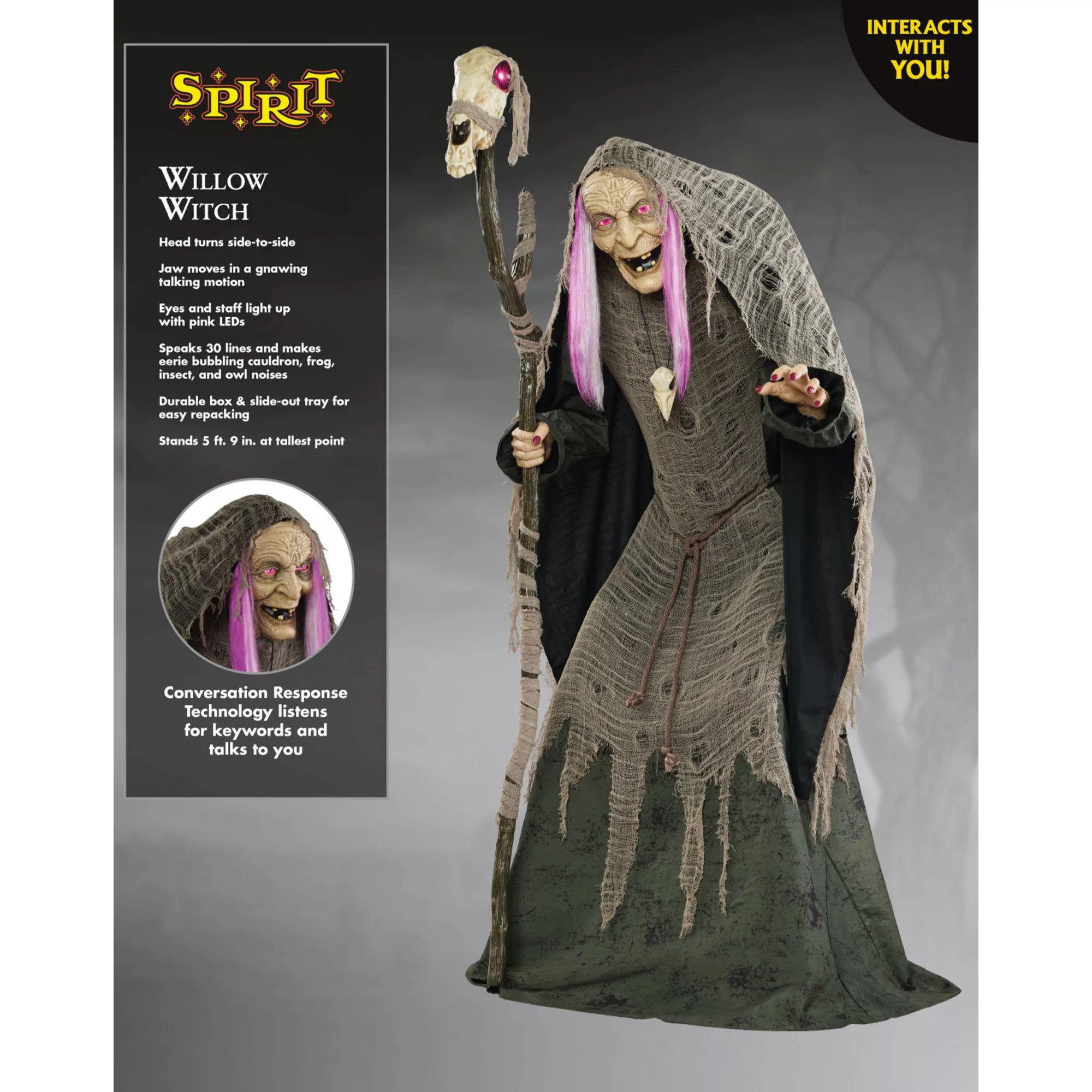 5 Ft 9 In Willow Witch Animatronic
