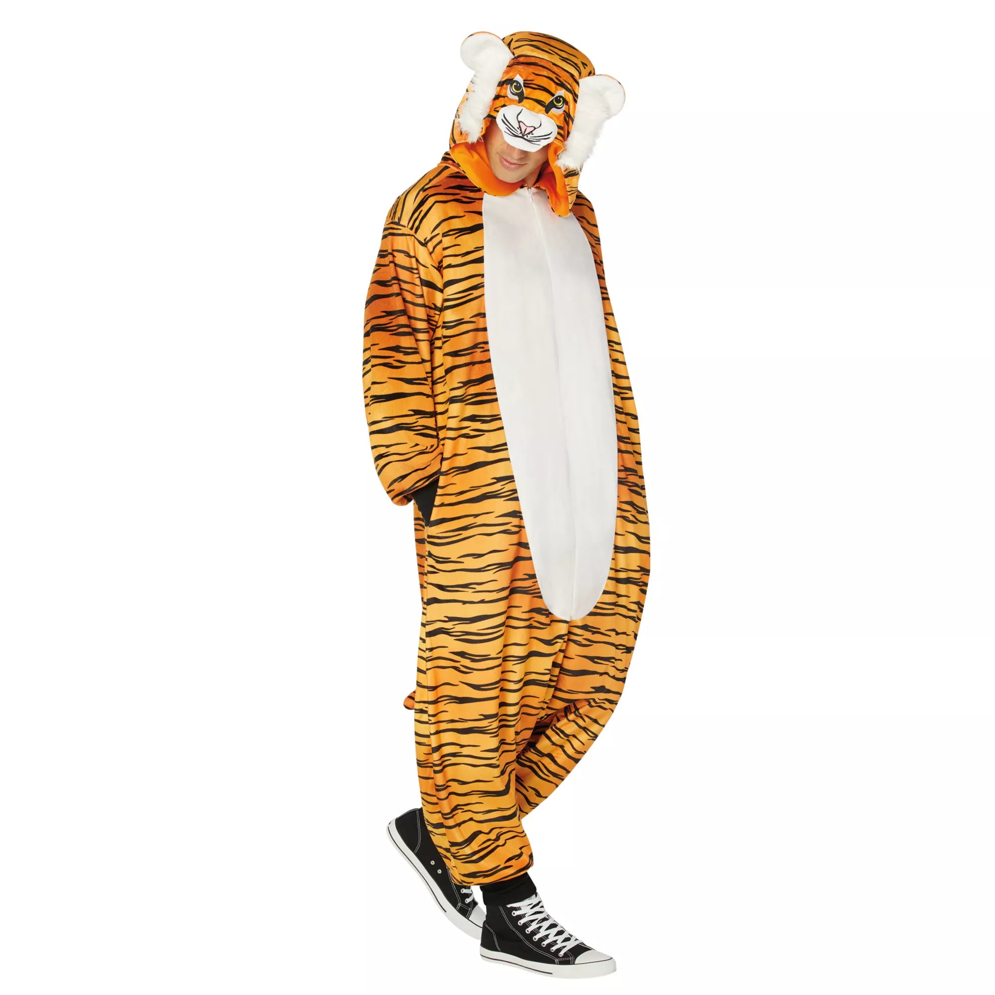 Adult Tiger Hooded Jumpsuit Costume
