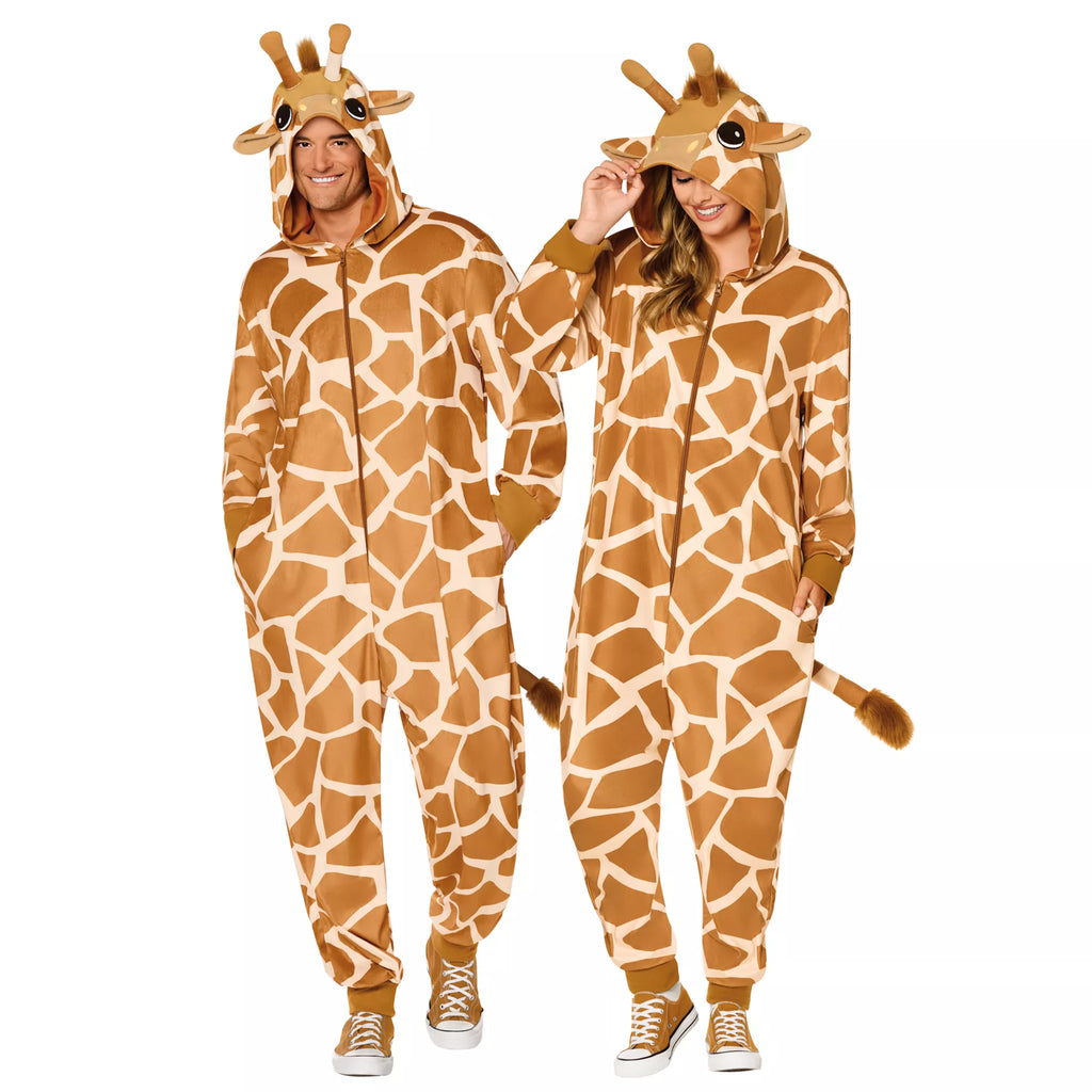 Adult Giraffe Hooded Jumpsuit Costume