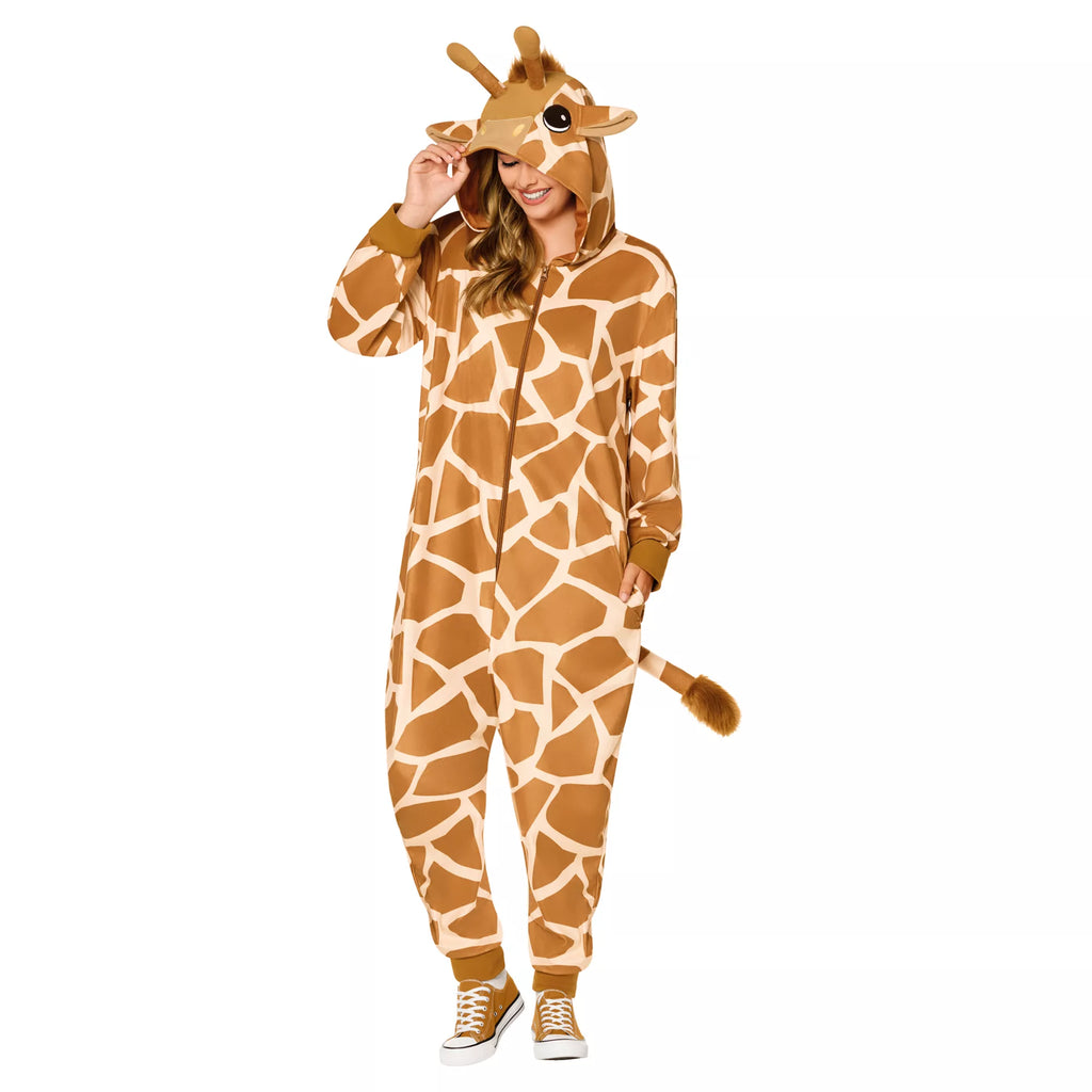 Adult Giraffe Hooded Jumpsuit Costume
