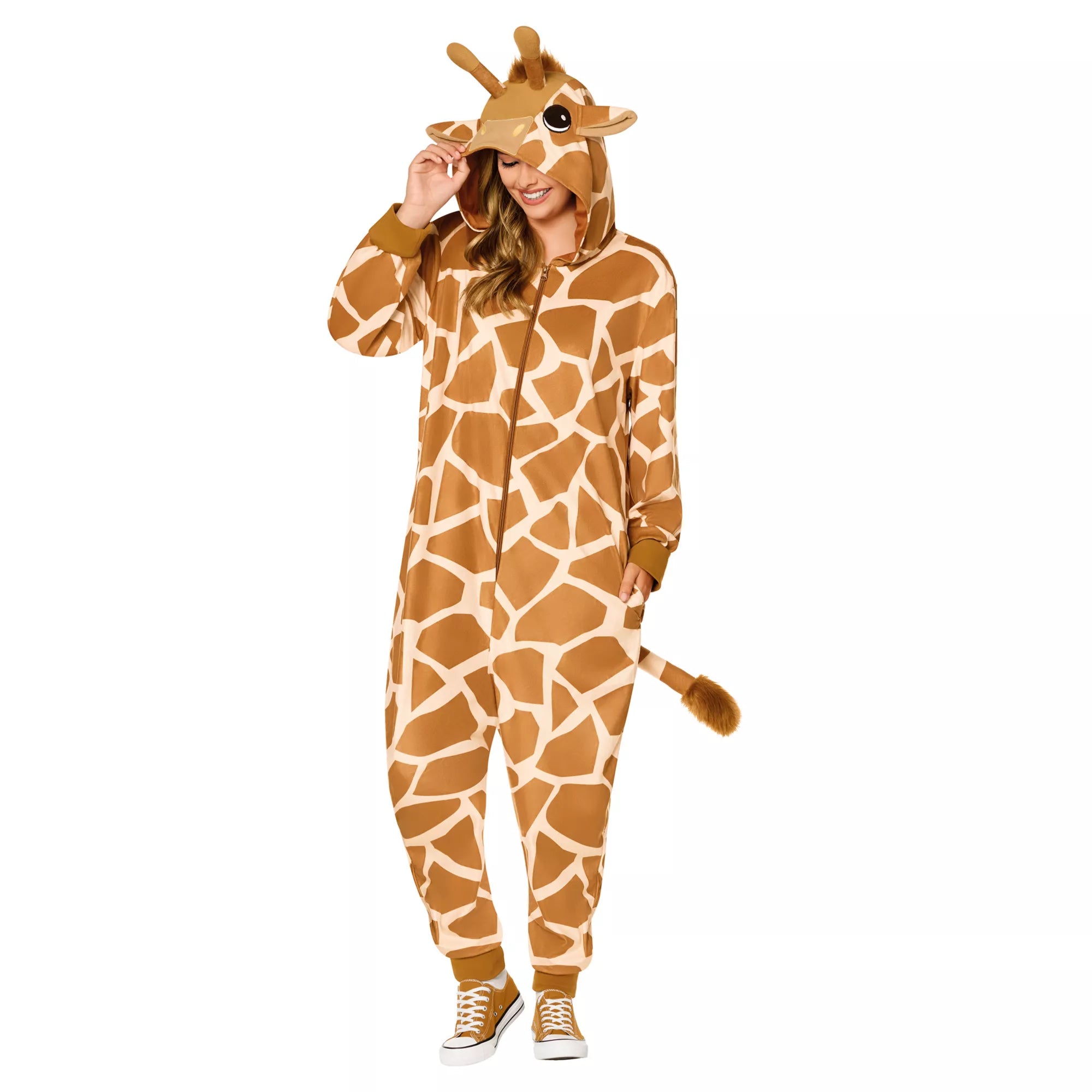 Adult Giraffe Hooded Jumpsuit Costume