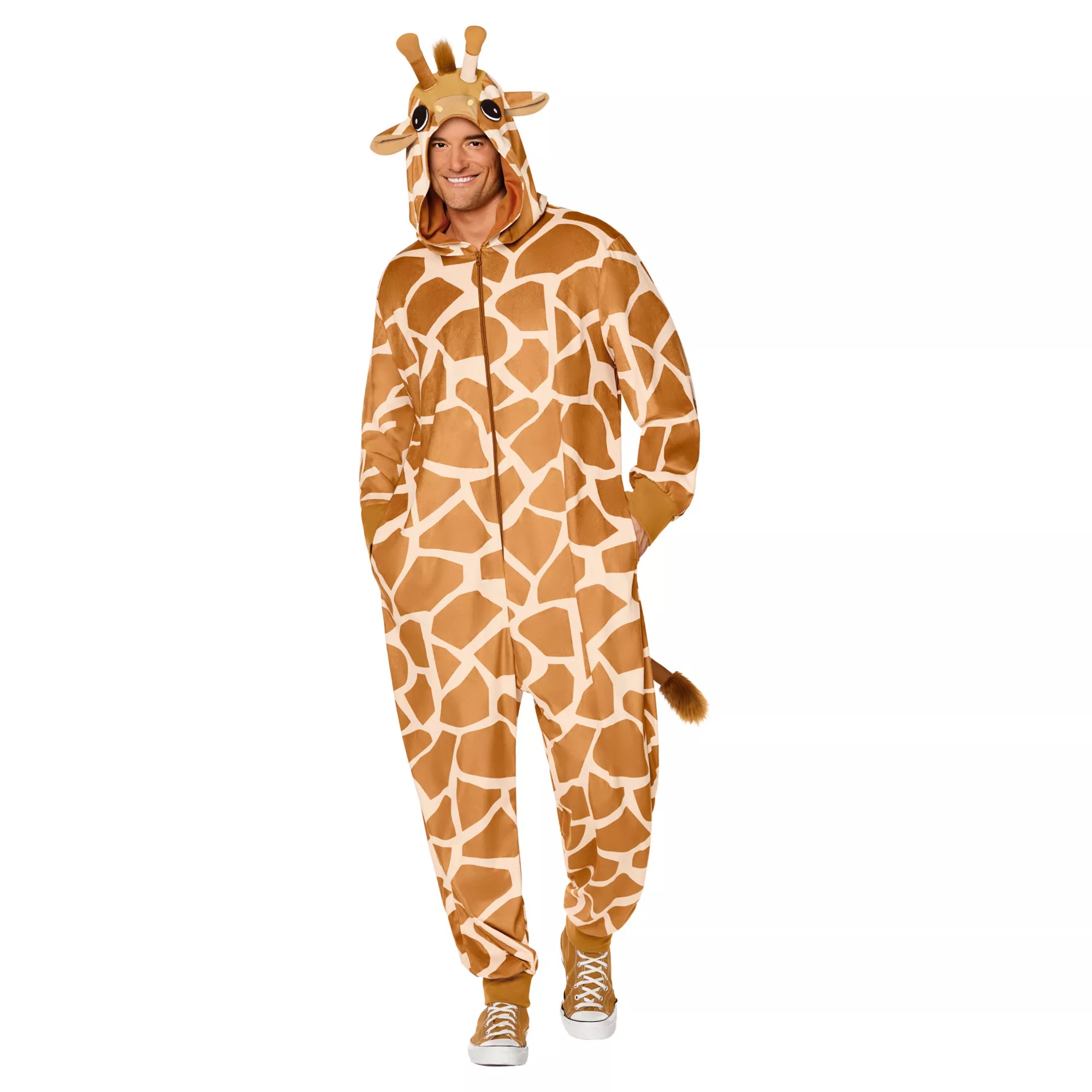 Adult Giraffe Hooded Jumpsuit Costume