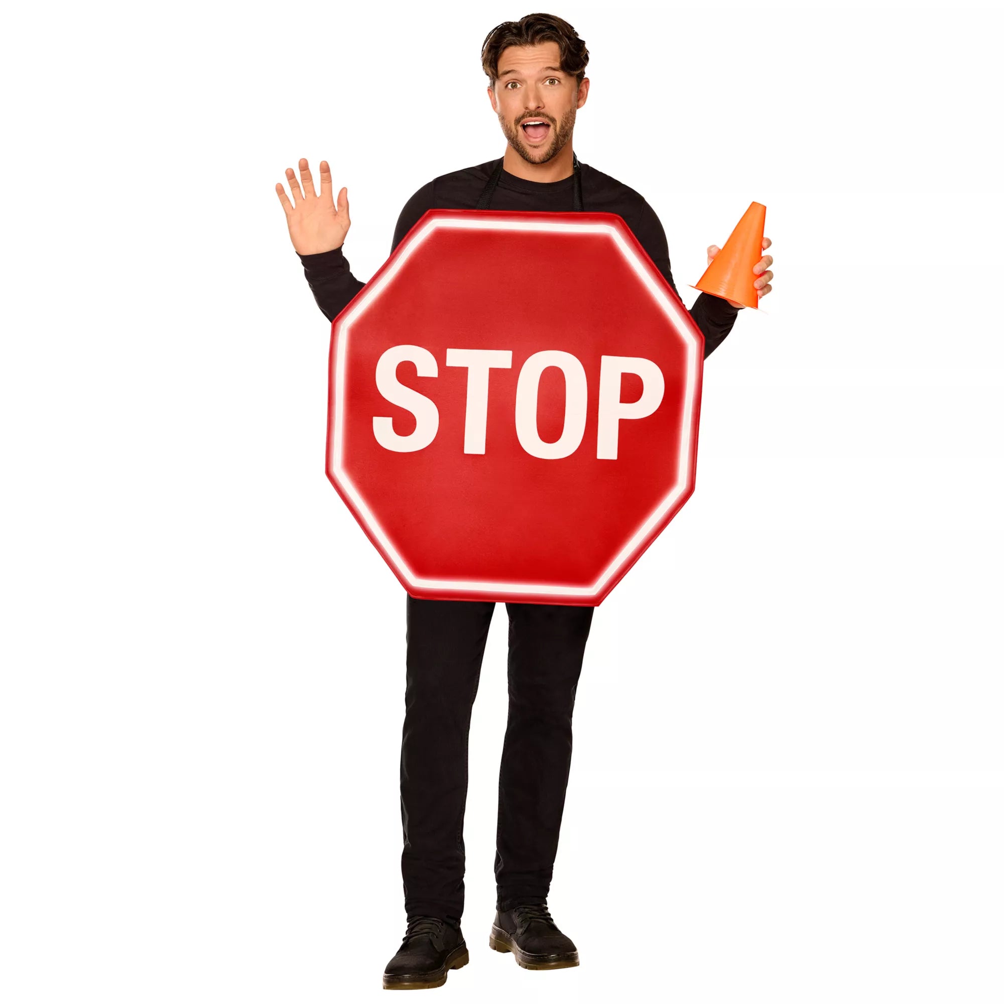 Adult Light-Up Stop Sign 3D Foam Costume
