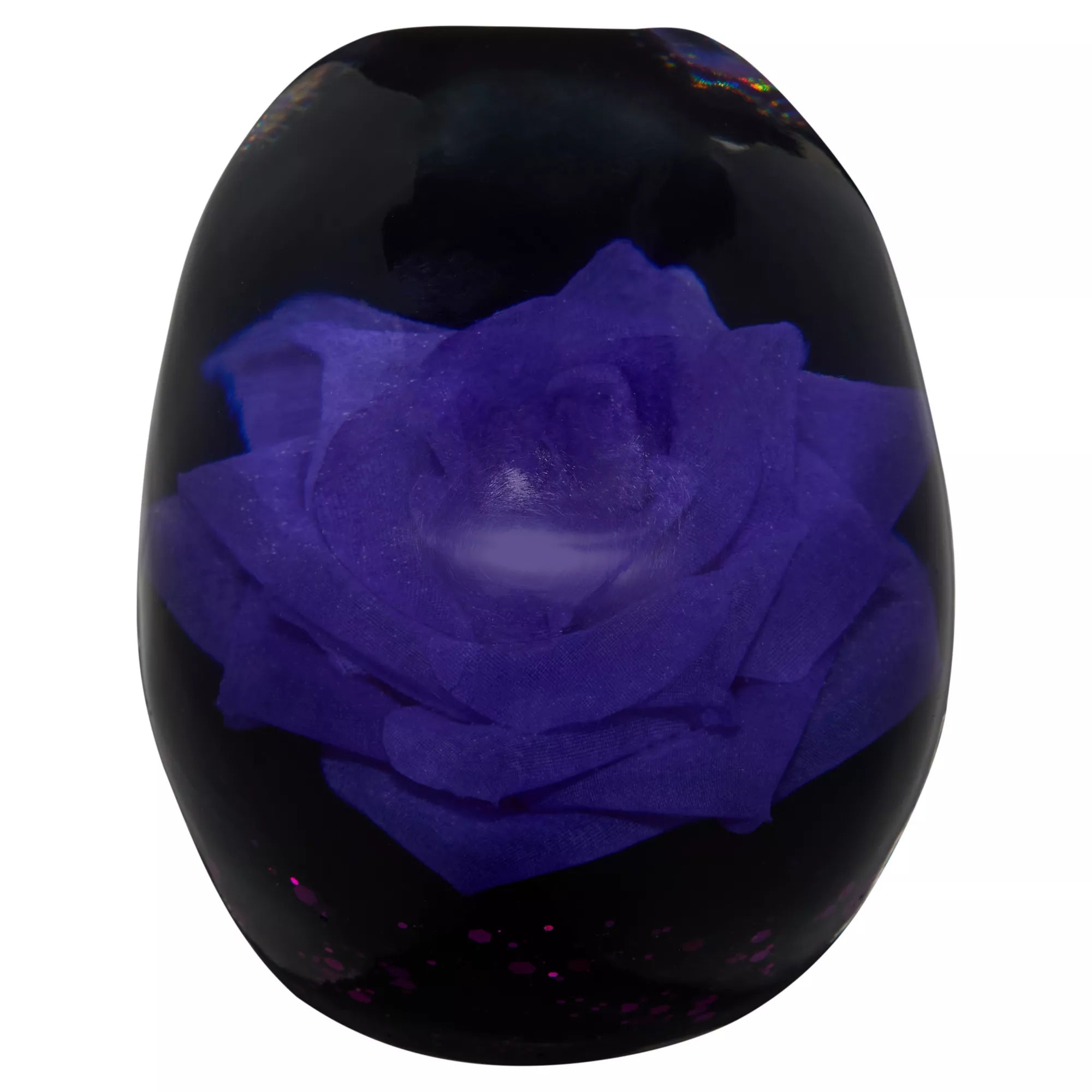 Purple Rose Glass Skull Statue