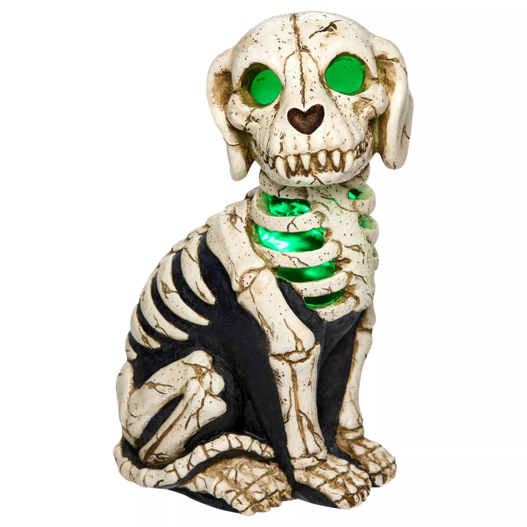 Light-Up Skeleton Dog Statue