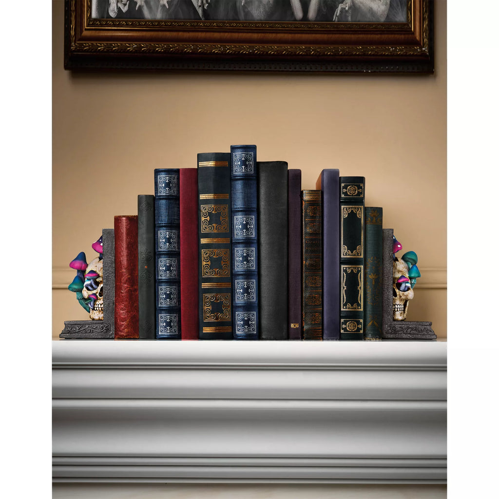Enchanted Mushroom Skull Bookends