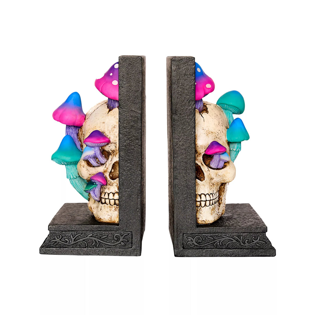 Enchanted Mushroom Skull Bookends