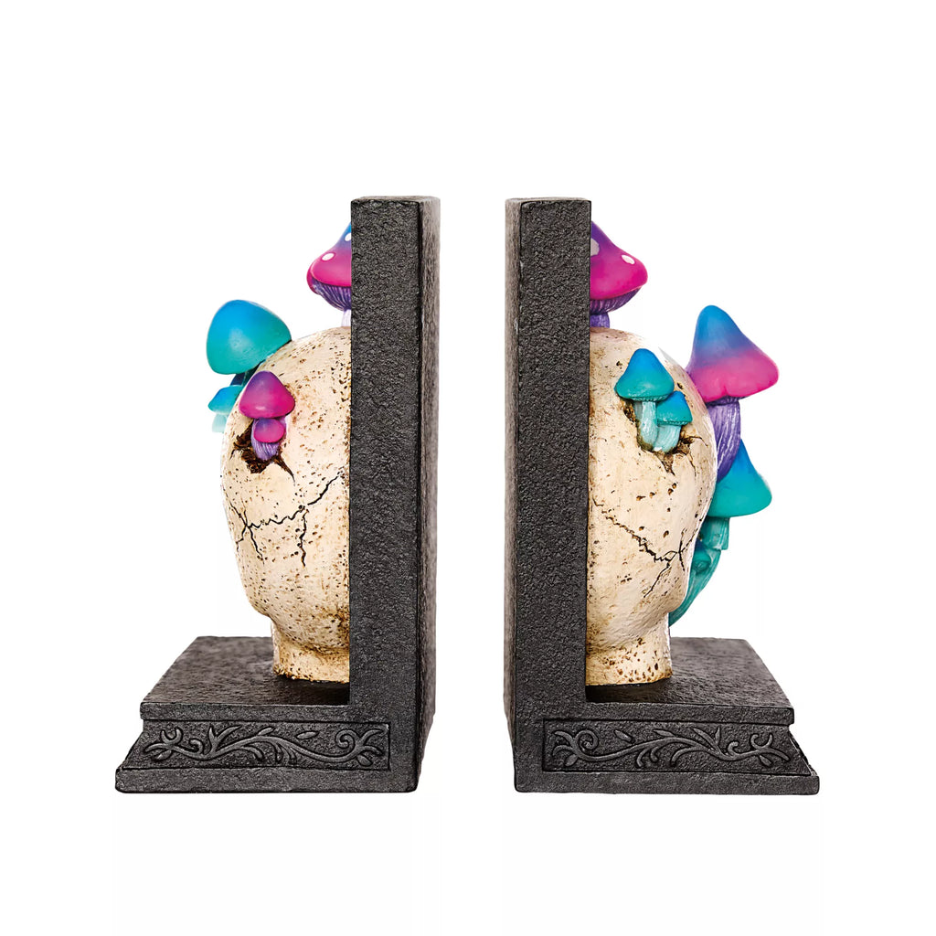 Enchanted Mushroom Skull Bookends