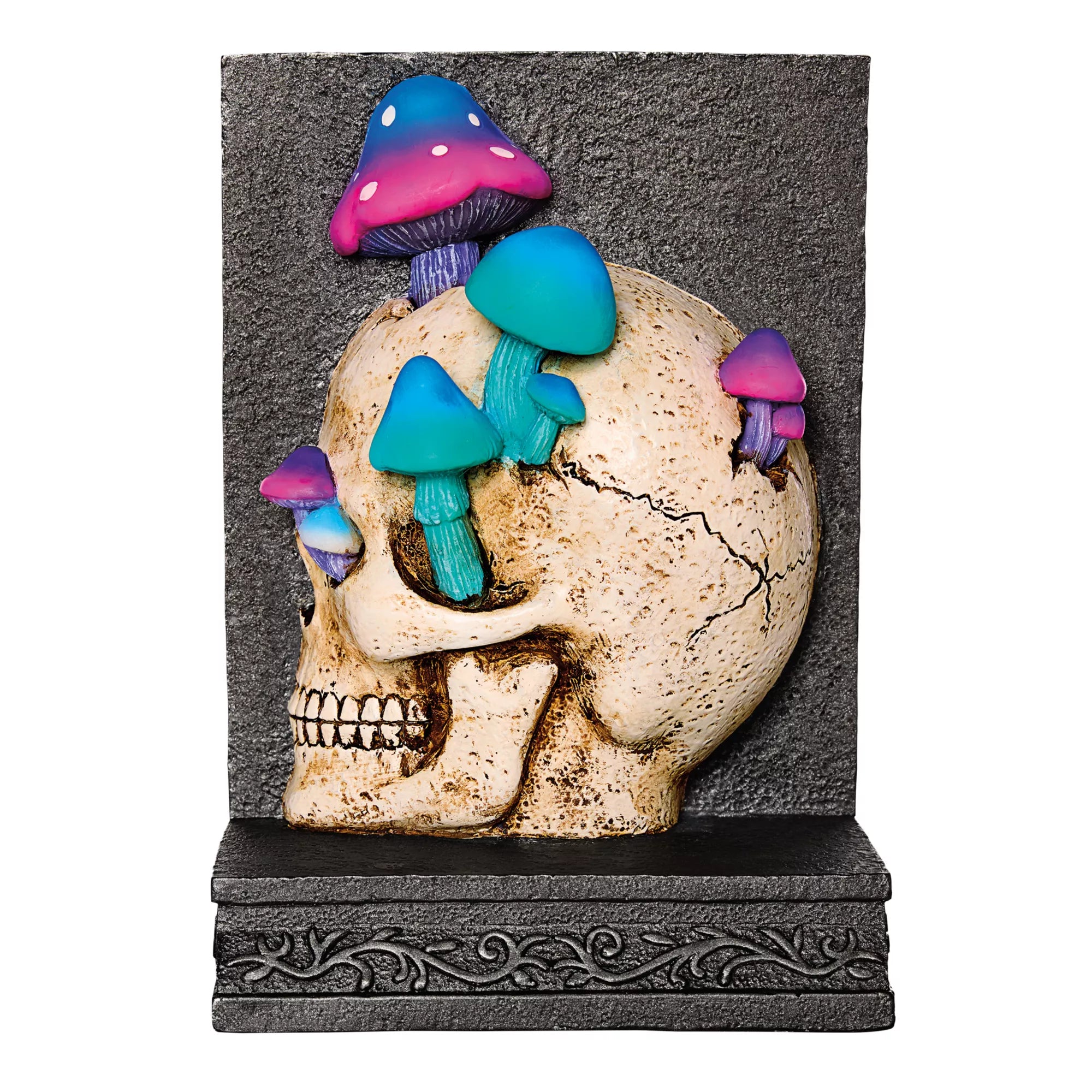 Enchanted Mushroom Skull Bookends