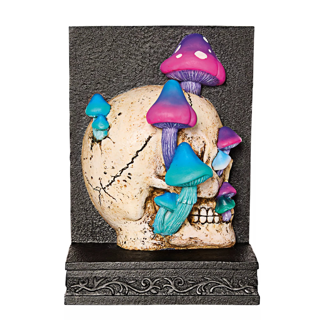 Enchanted Mushroom Skull Bookends