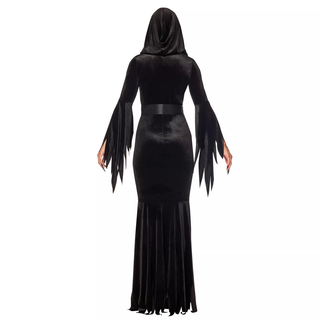 Adult Black Gothic Tattered Hooded Robe