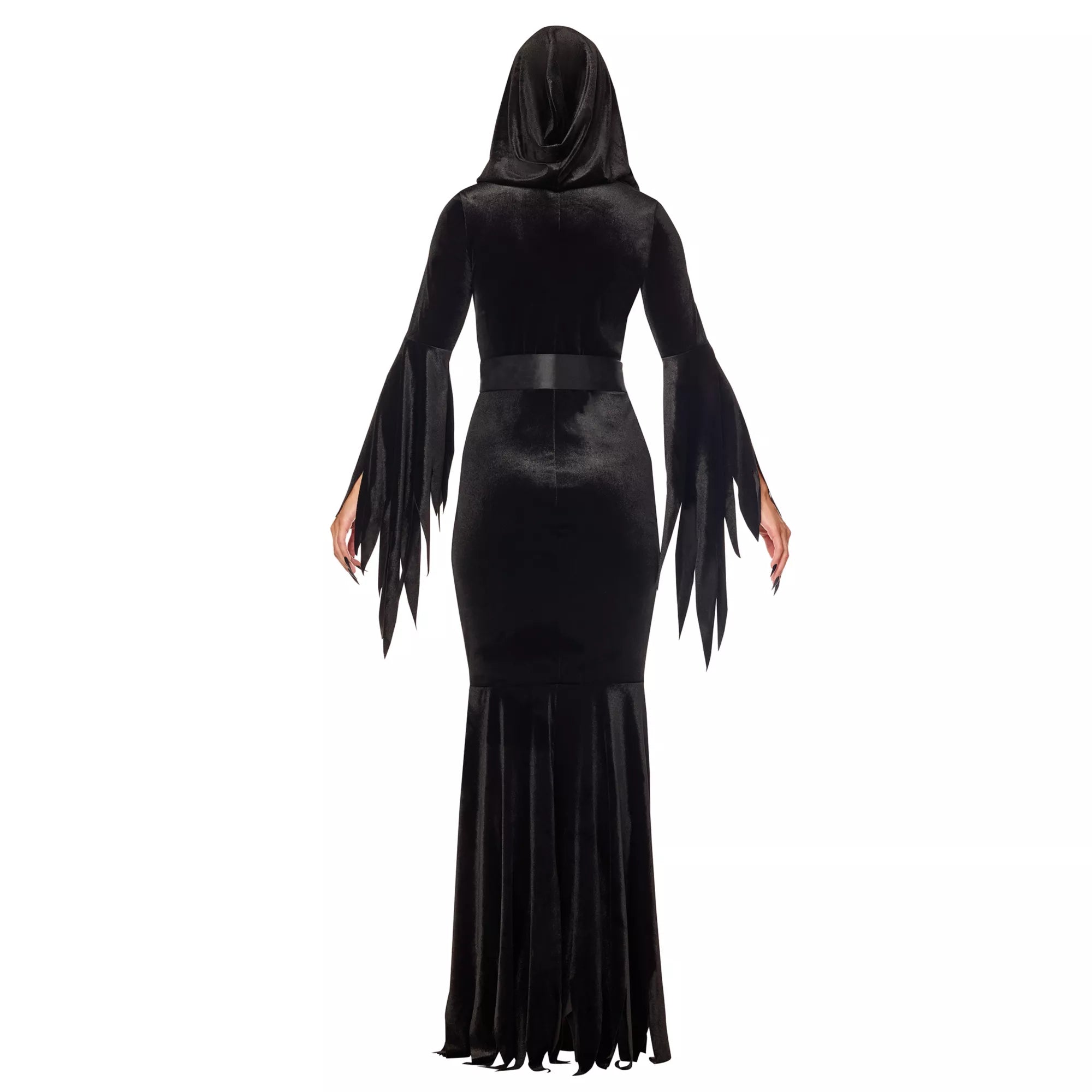 Adult Black Gothic Tattered Hooded Robe