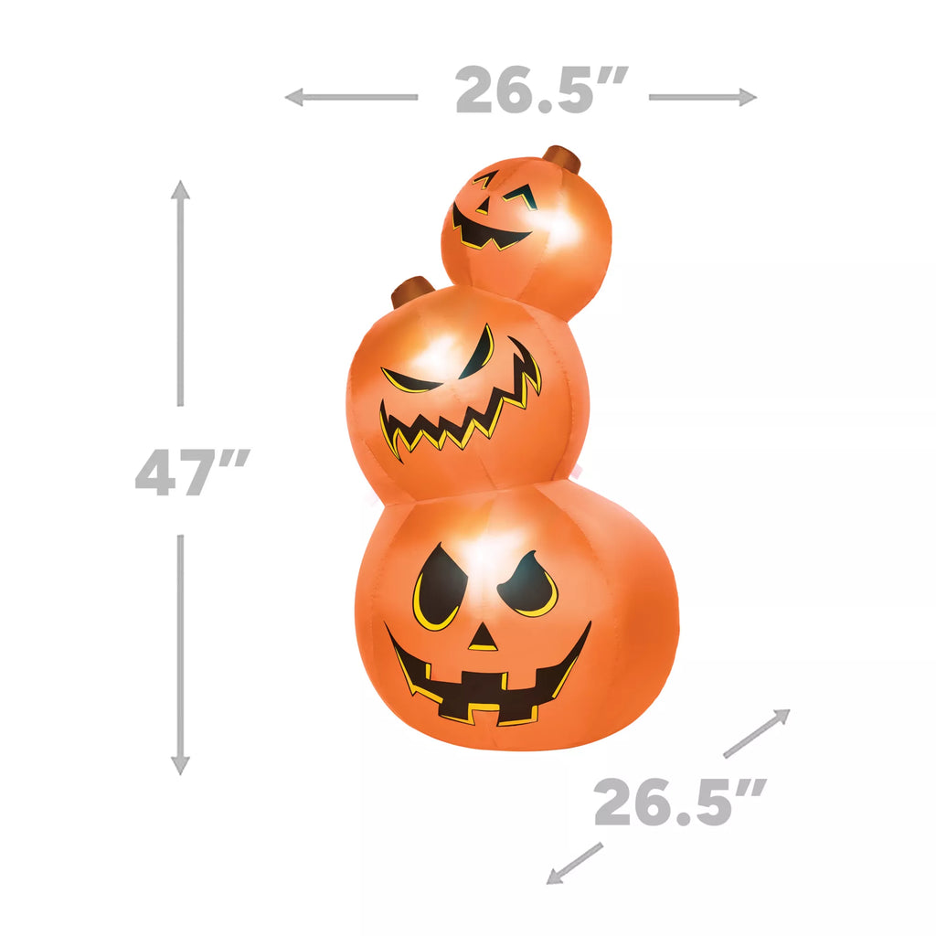 3 Ft 11 In Light-Up Pumpkin Tower Inflatable Decoration