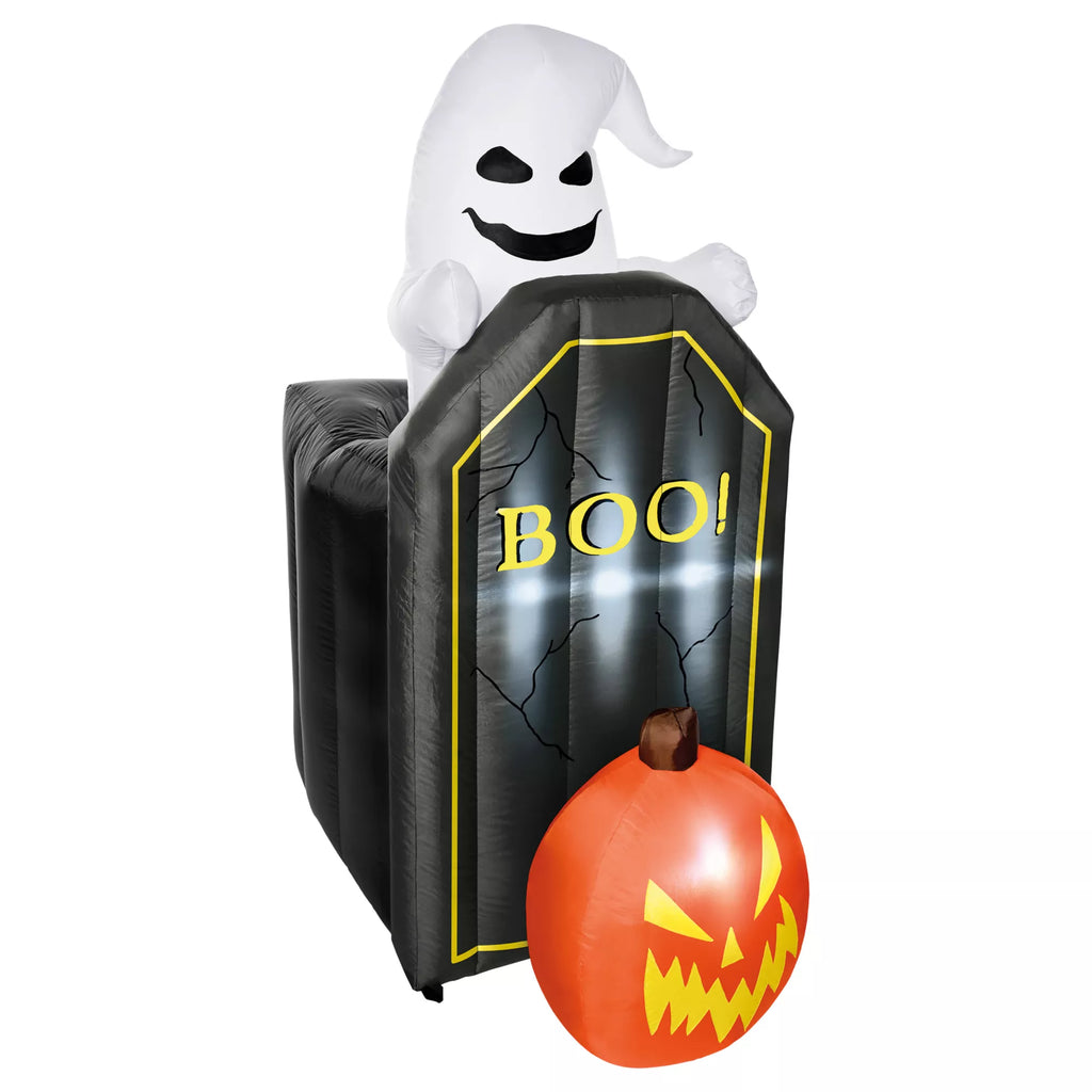 4 Ft 2 In Light-Up Animated Tombstone Ghost Inflatable Decoration