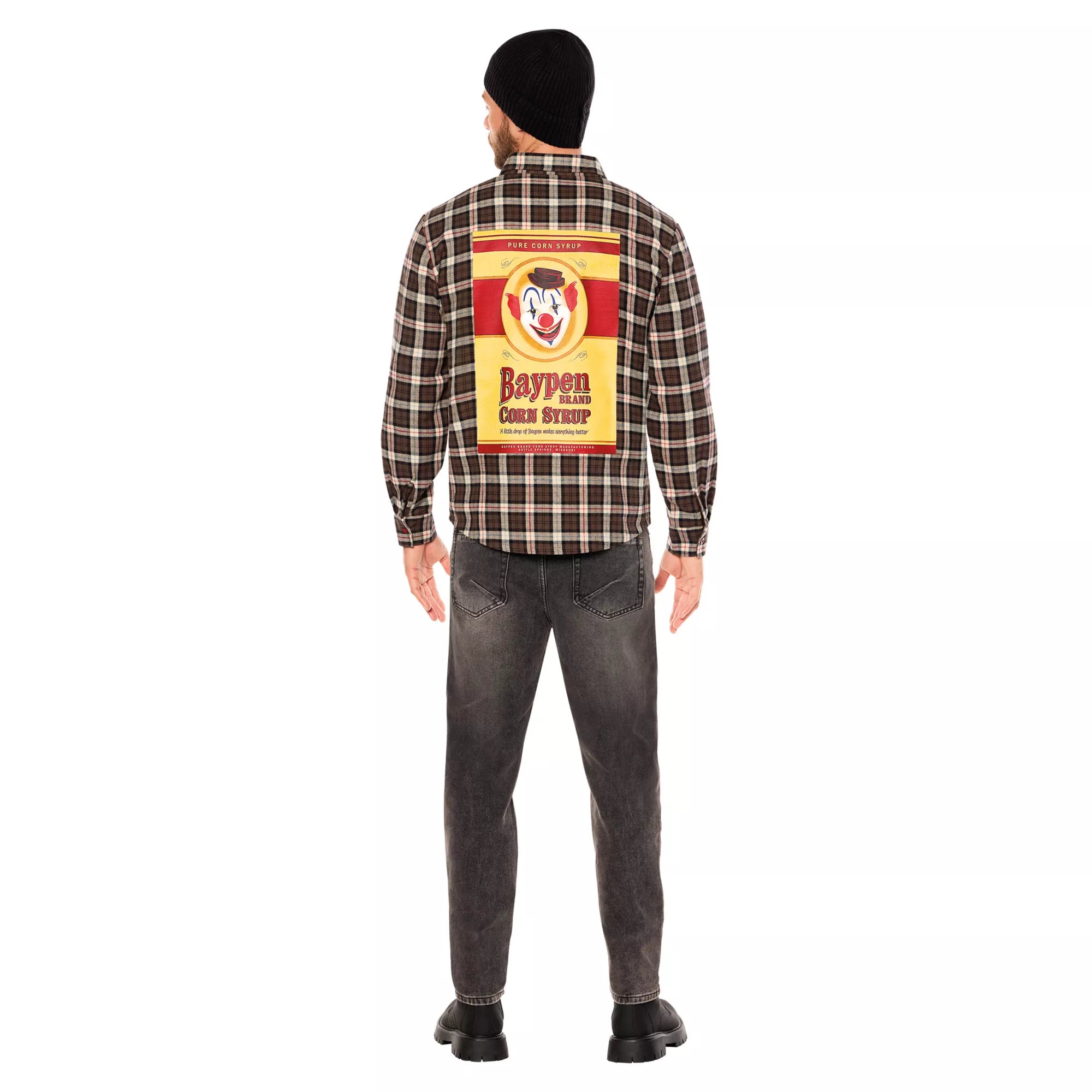 Adult Clown in a Cornfield Flannel Shirt