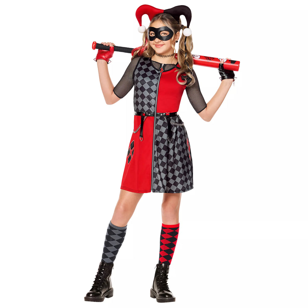 Kids Harley Quinn Checkered Dress Costume - DC Villains