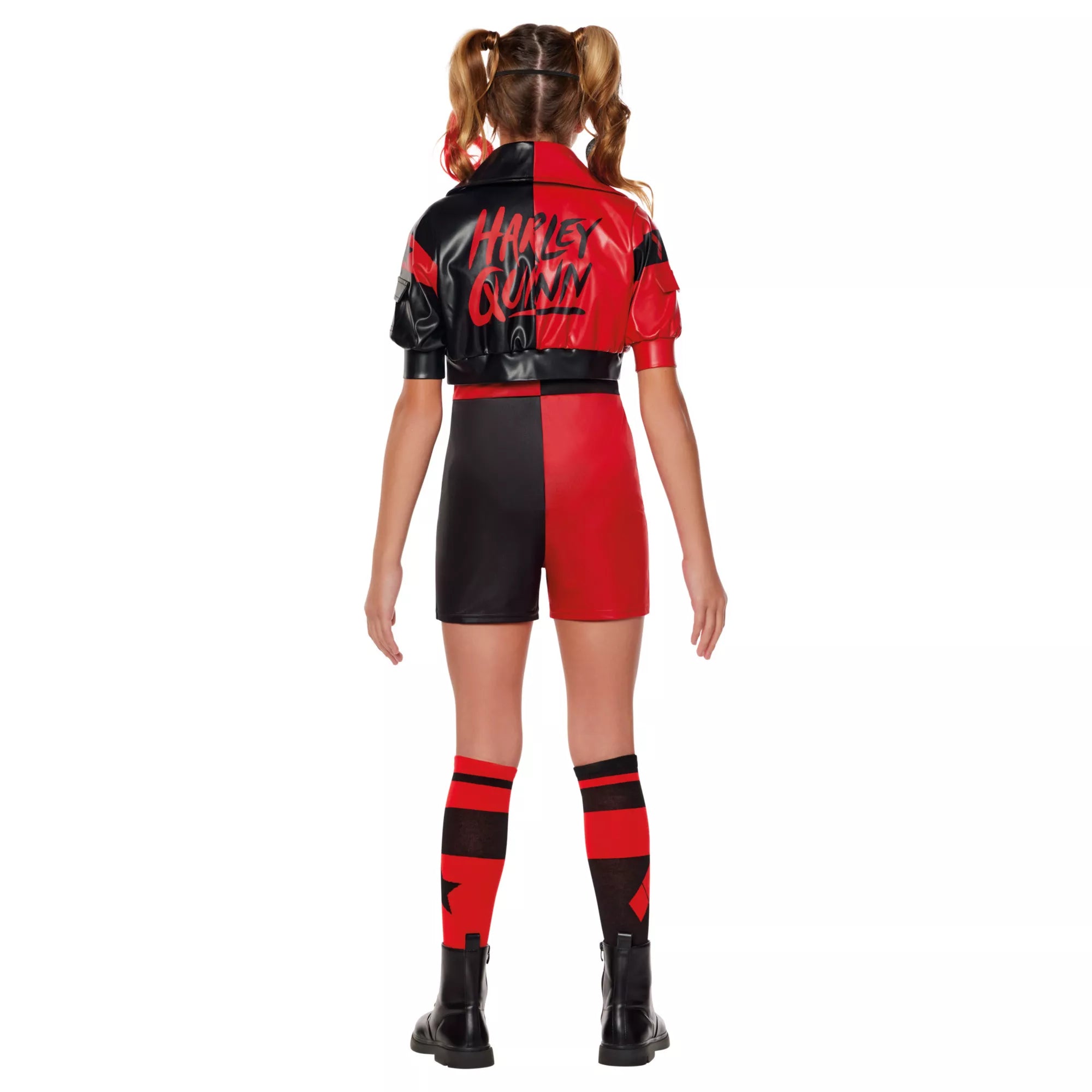 Kids Harley Quinn Black & Red Jumpsuit Costume - DC Villains