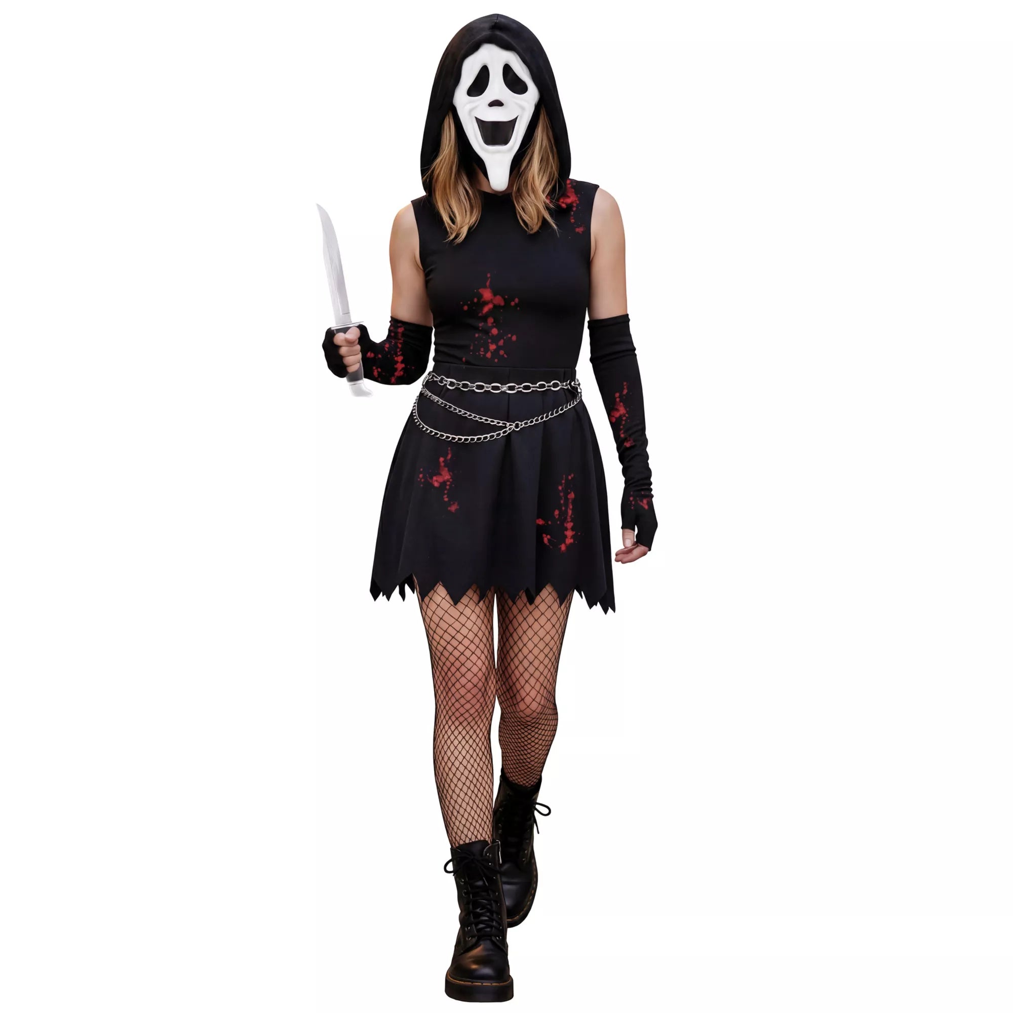 Adult Ghost Face Smiley Dress Costume
