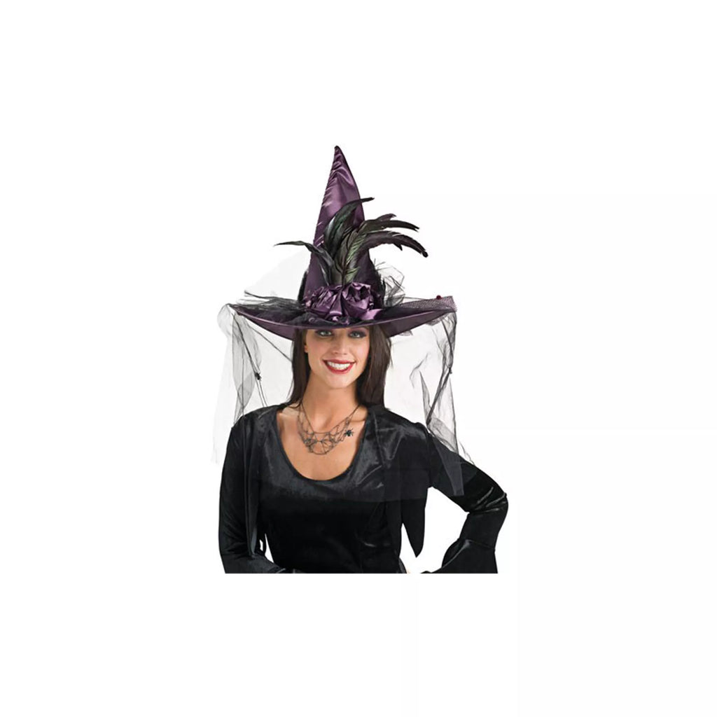 Feathered Black Witch Hat