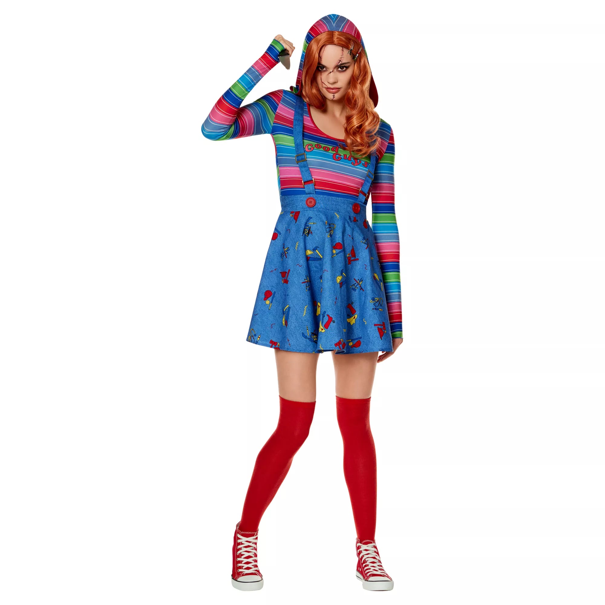 Adult Plus Size Chucky Suspender Dress Costume