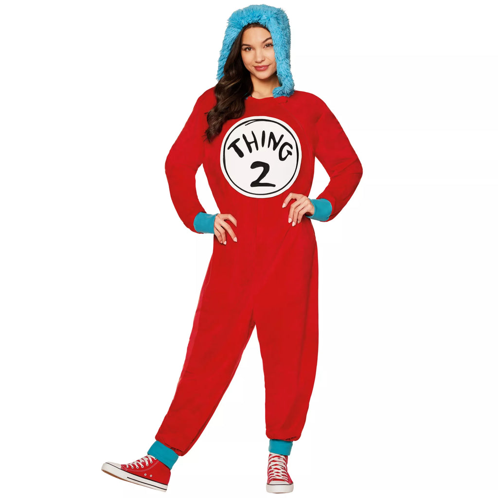 Adult Thing 1 and Thing 2 Jumpsuit Costume - Dr. Seuss