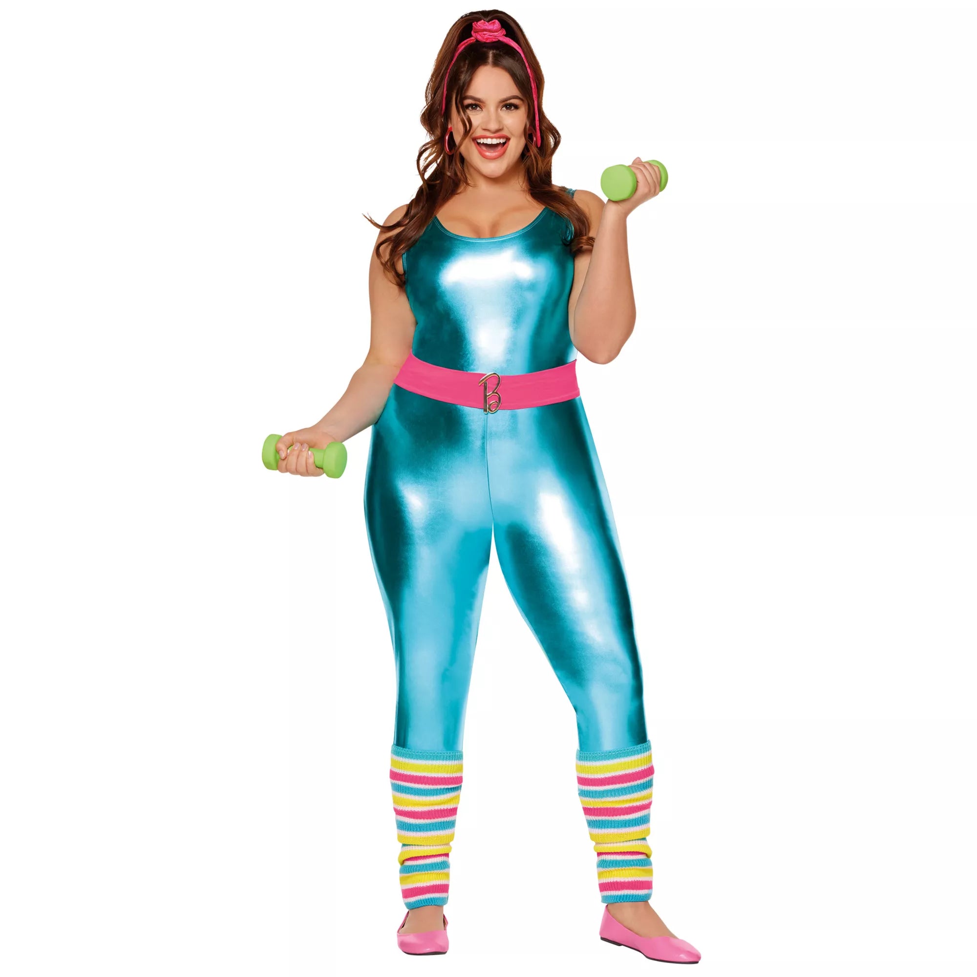 Adult Classic Barbie Plus Size Aerobics Catsuit Costume
