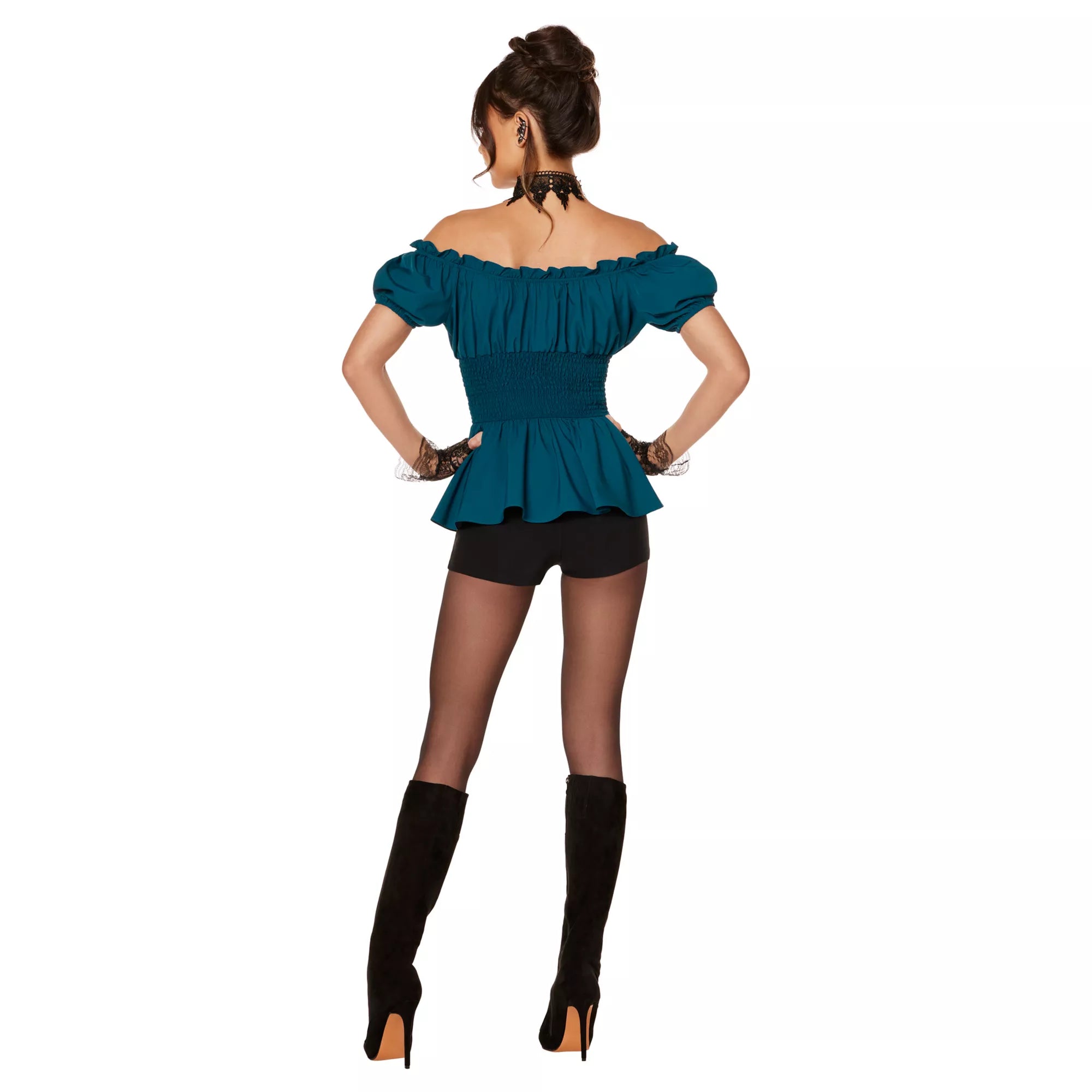 Adult Teal Peasant Top