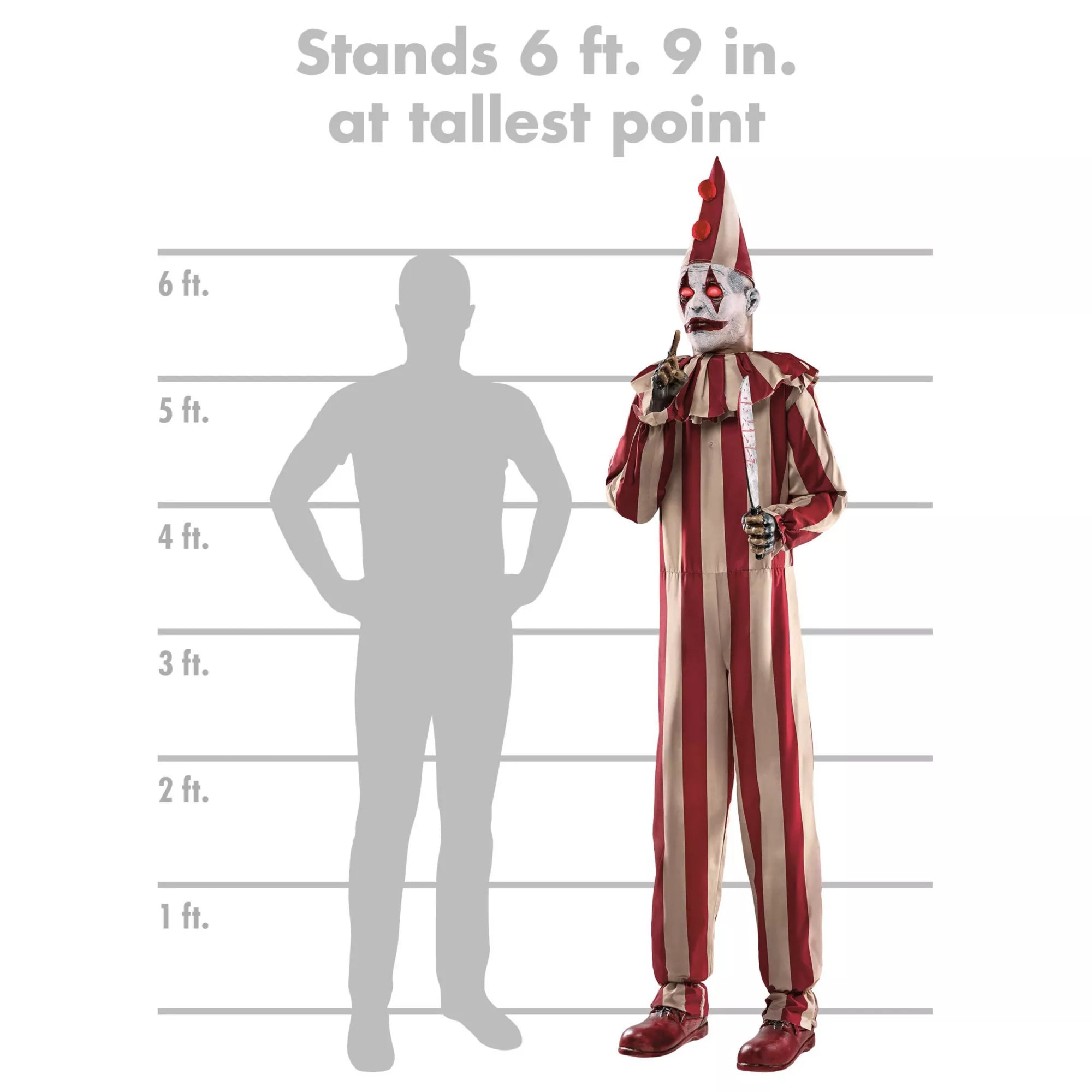 6 Ft 9 In Silent and Deadly Clown Animatronic