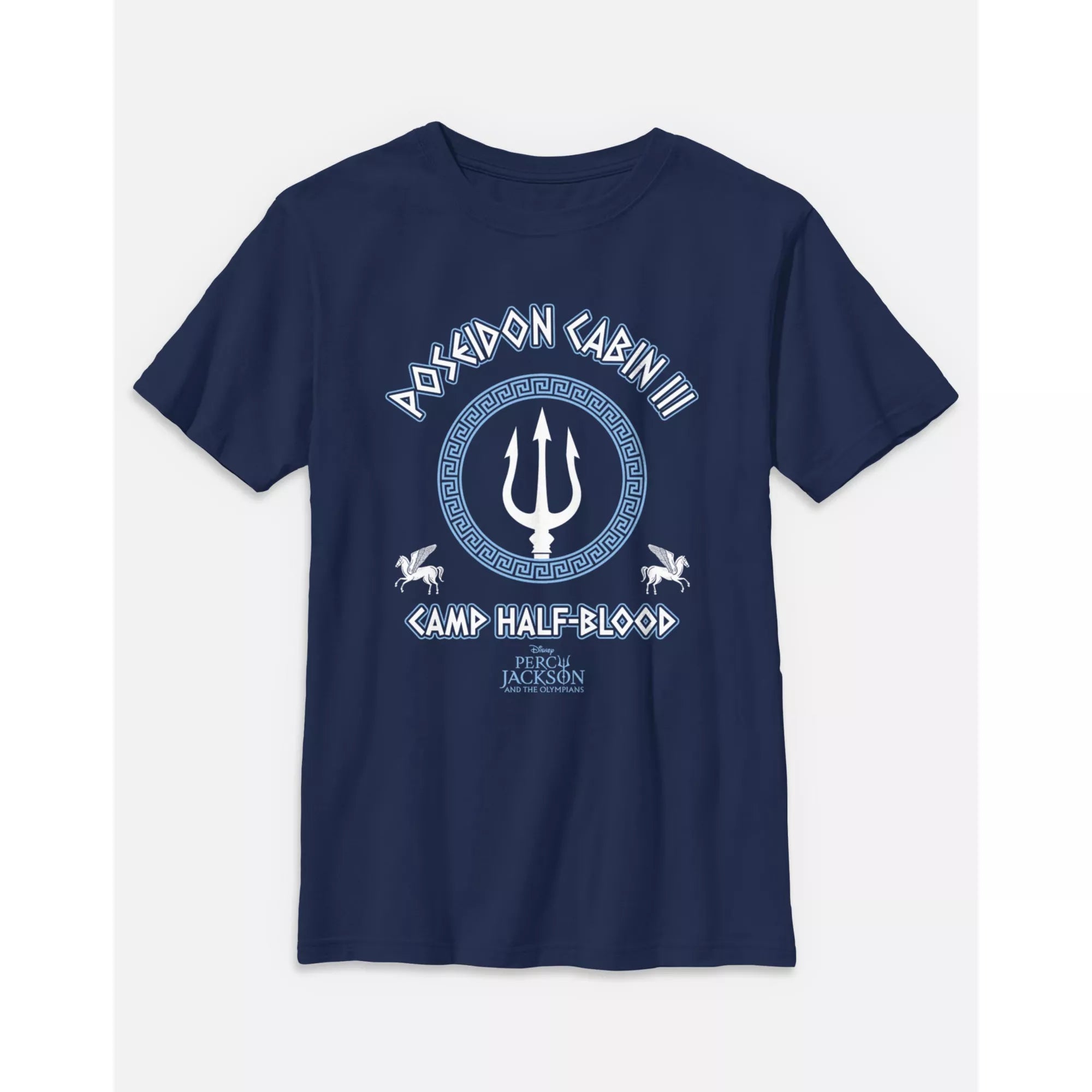 Kids Percy Jackson Camp Half-Blood Poseidon Cabin III Navy T Shirt