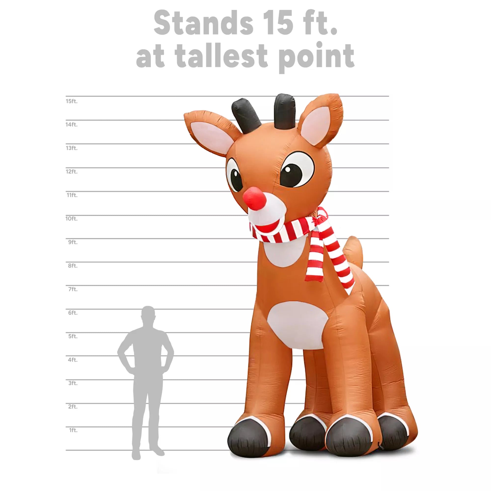 15 Ft Light-Up Rudolph Inflatable Decoration - Rudolph the Red-Nosed Reindeer