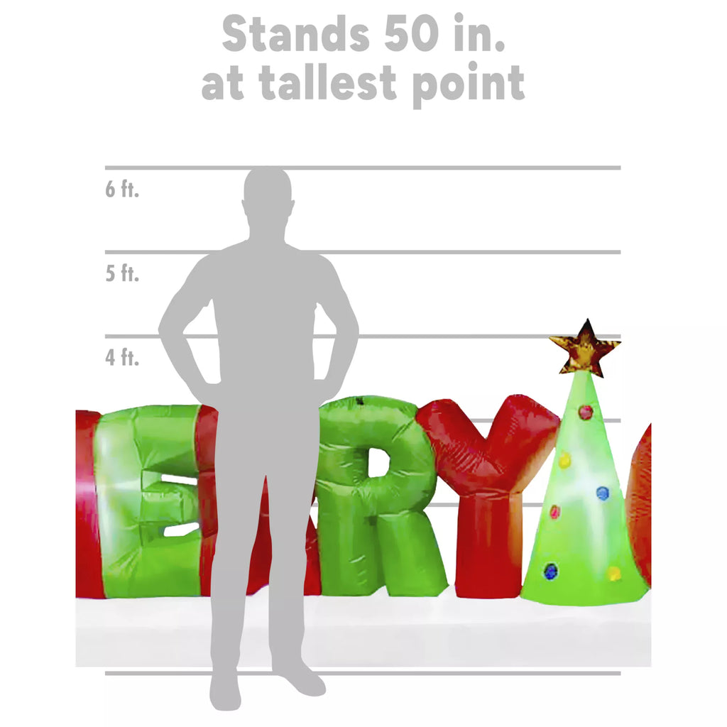 20 Ft Light-Up Merry Christmas Inflatable Decoration