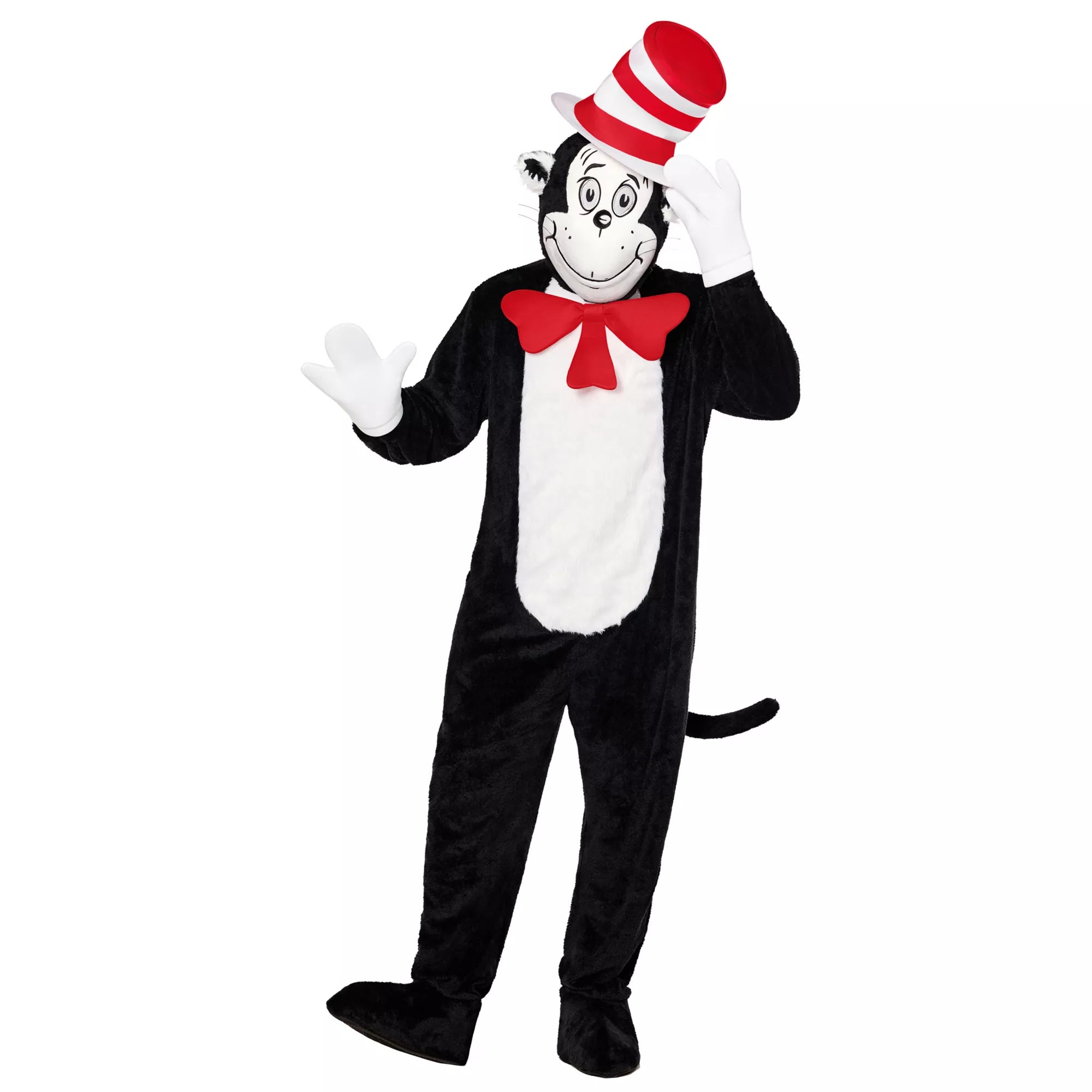 Adult Cat in the Hat Mascot Jumpsuit Costume - Dr. Seuss
